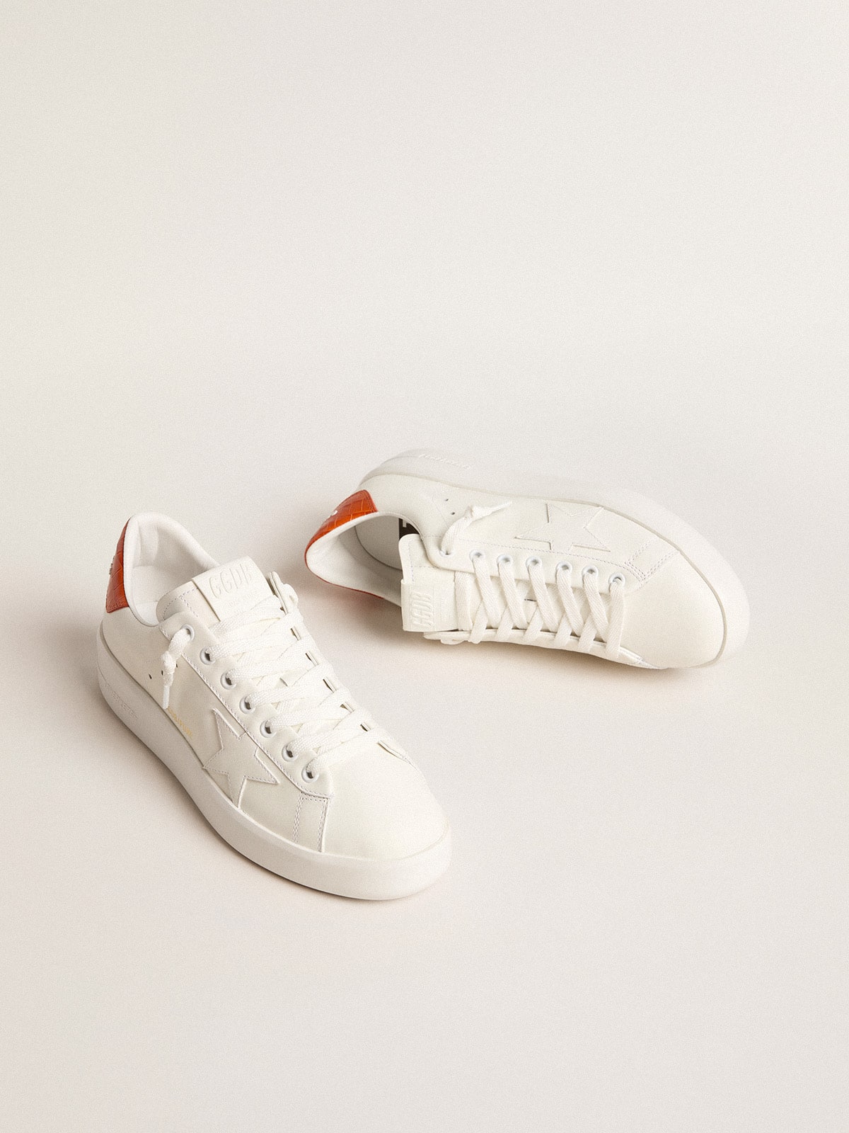 Golden Goose Women’s Purestar With White Leather Star And Orange Heel Tab - Sneaker Türkiye