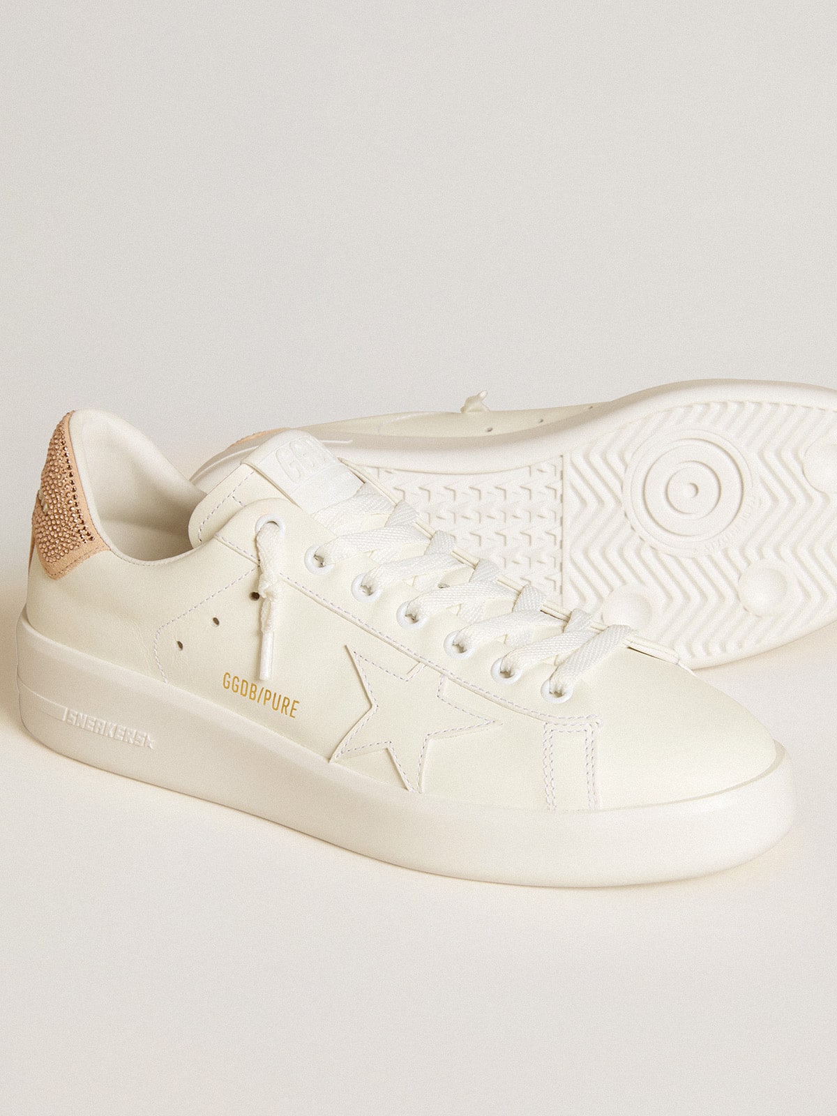 Golden Goose Purestar With Leather Star And Suede Heel Tab With Swarovski Crystals - Sneaker Türkiye