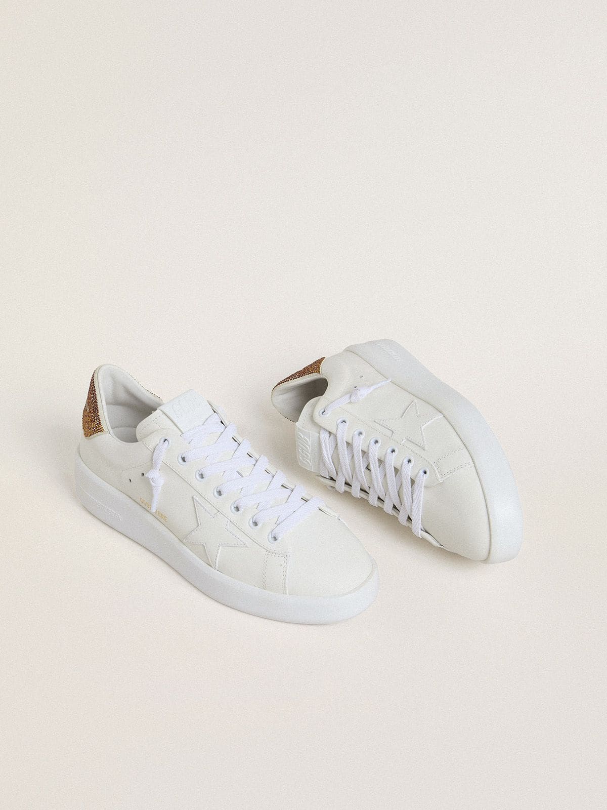 Golden Goose Women’s Purestar With White Leather Star And Brown Crystal Heel Tab - Sneaker Türkiye