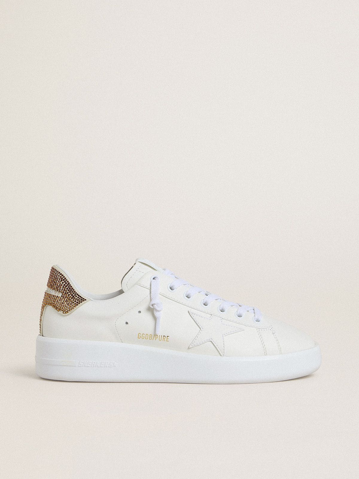 Golden Goose Women’s Purestar With White Leather Star And Brown Crystal Heel Tab - Sneaker Türkiye