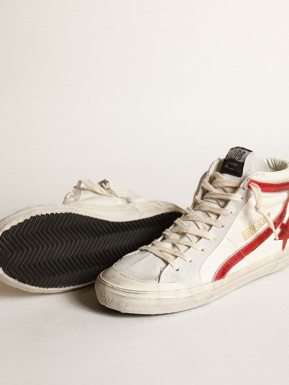 Golden Goose Slide With A Red Laminated Leather Star And Flash - Sneaker Türkiye