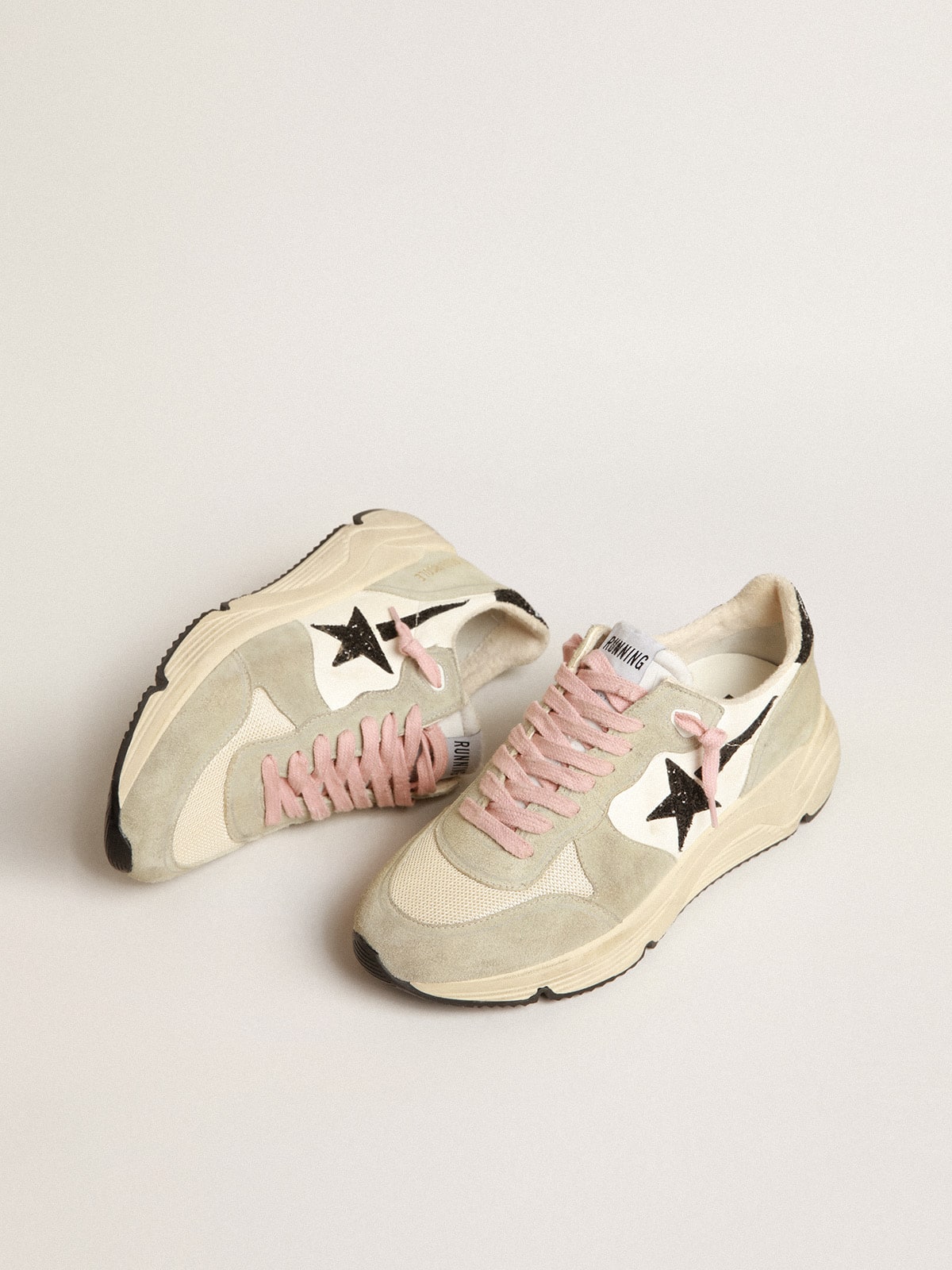 Golden Goose Running Sole With Gray Suede Inserts And Black Glitter Star - Sneaker Türkiye