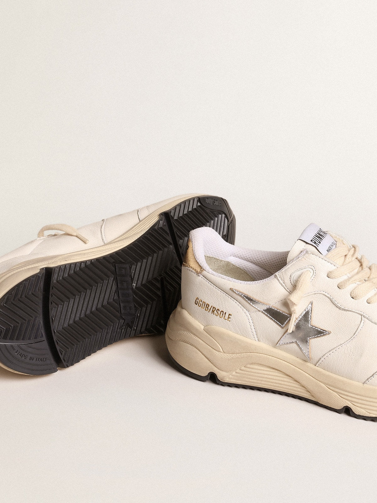 Golden Goose Running Sole In Nappa With Silver Star And Gold Leather Heel Tab - Sneaker Türkiye