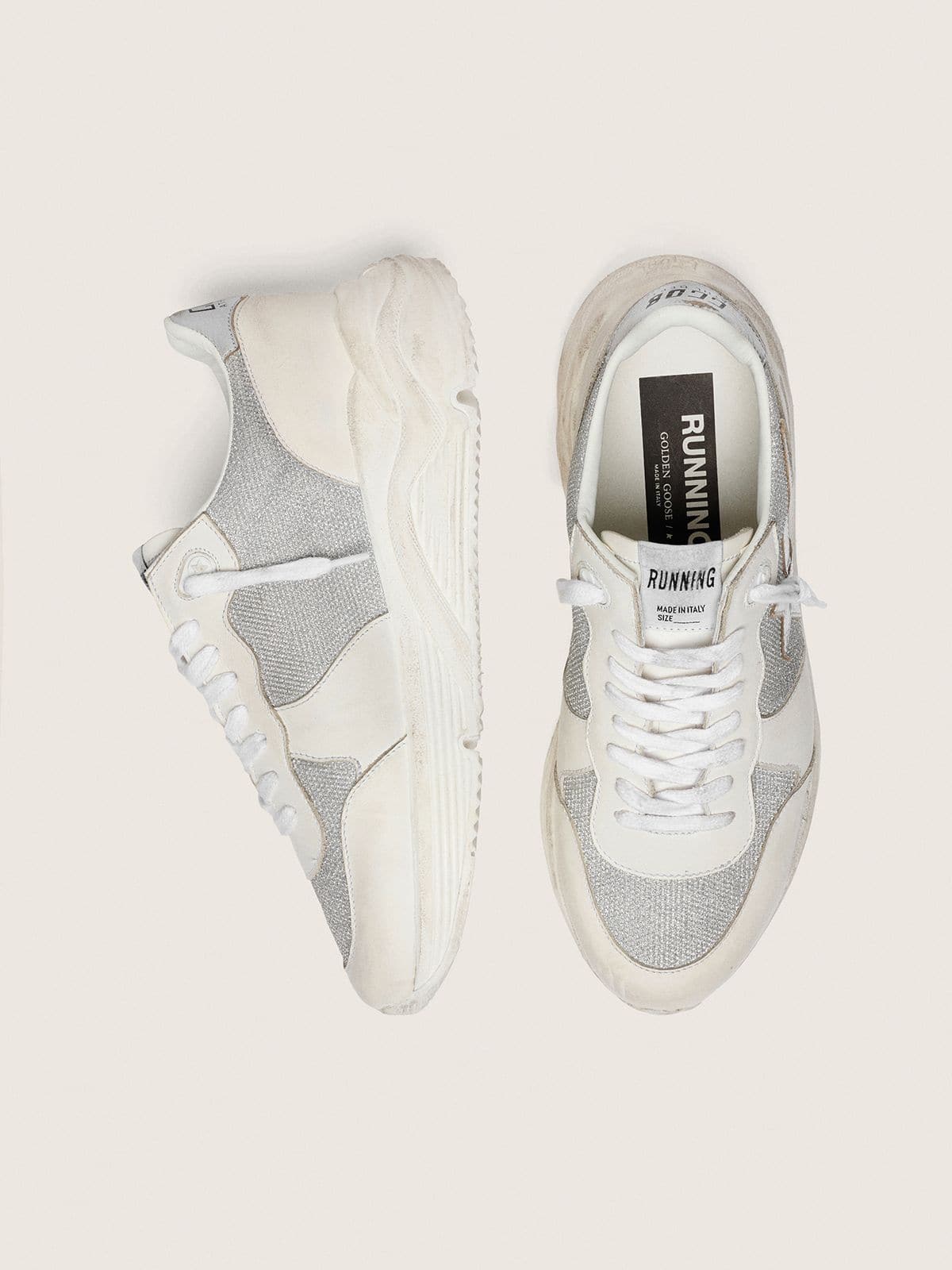 Golden Goose Women’s Running Sole In Mesh And Nubuck With Silver Metallic Leather Star - Sneaker Türkiye