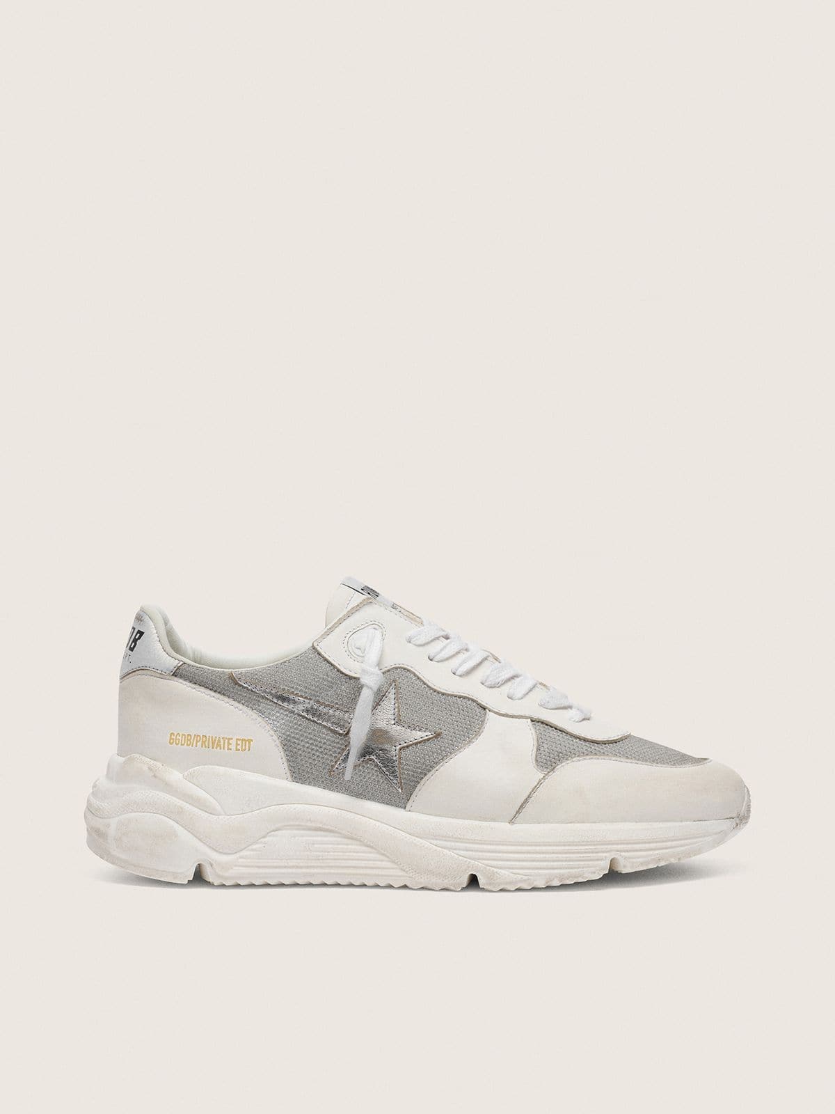Golden Goose Women’s Running Sole In Mesh And Nubuck With Silver Metallic Leather Star - Sneaker Türkiye