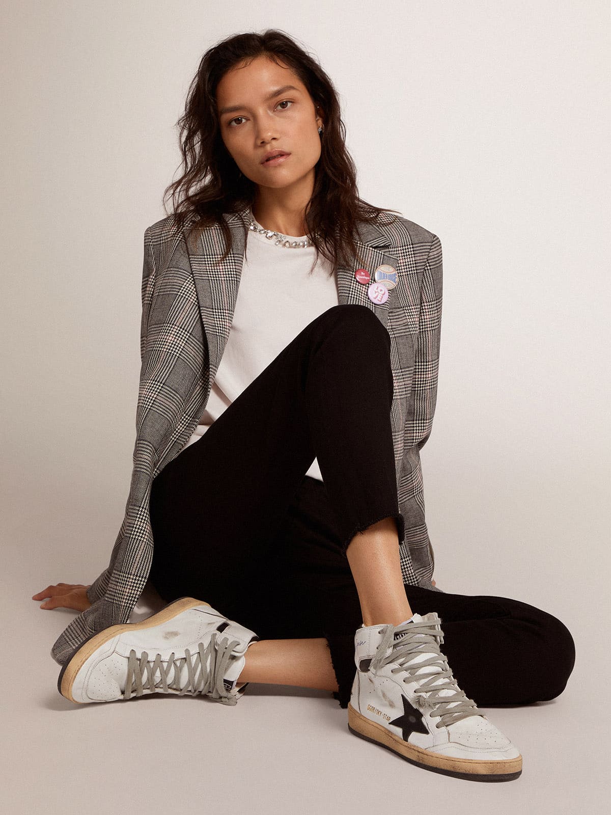 Golden Goose Women’s Sky-Star With Signature On The Ankle And Black Inserts - Sneaker Türkiye