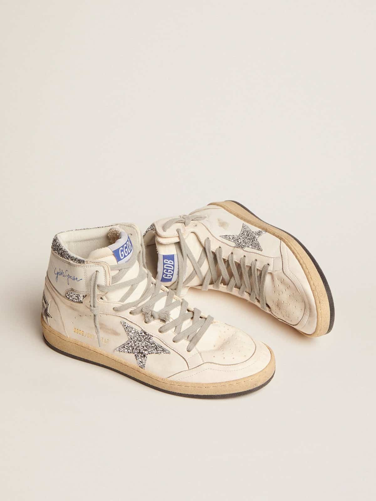 Golden Goose Women’s Sky-Star With Signature On The Ankle And Silver Inserts - Sneaker Türkiye