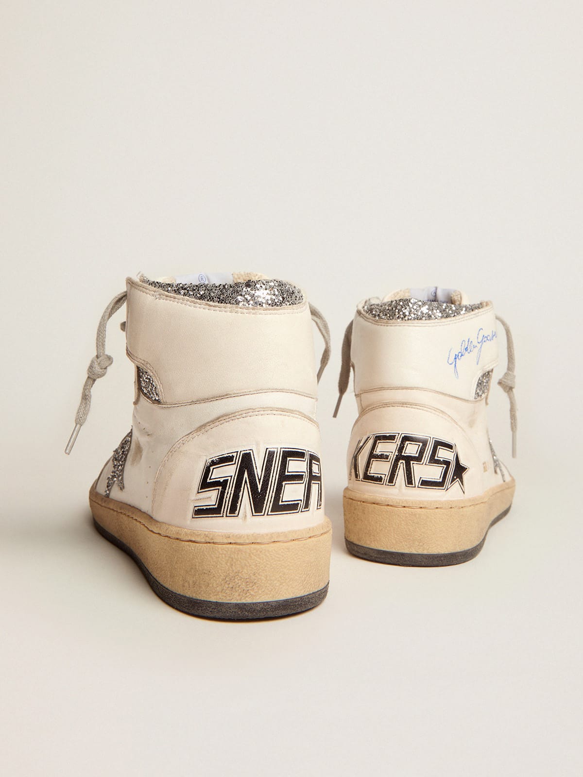 Golden Goose Women’s Sky-Star With Signature On The Ankle And Silver Inserts - Sneaker Türkiye