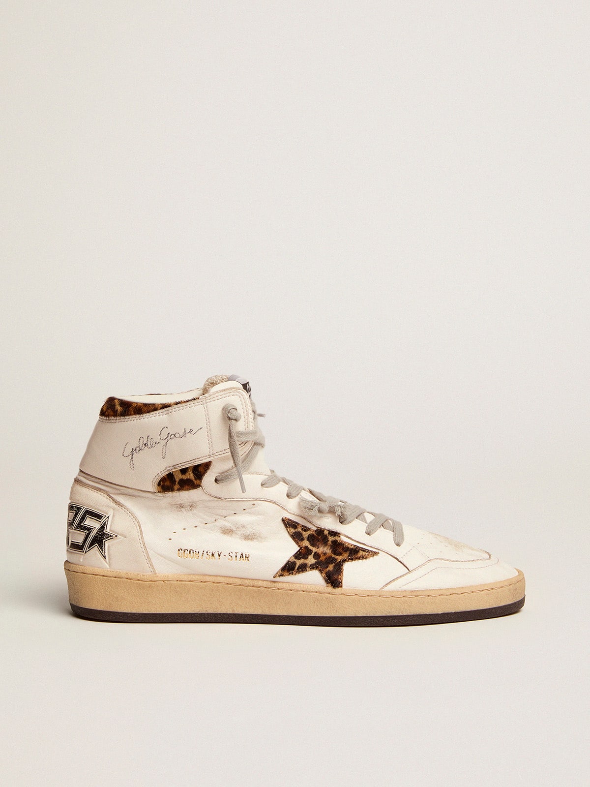 Golden Goose Women’s Sky-Star With Signature And Leopard Print Pony Skin Inserts - Sneaker Türkiye
