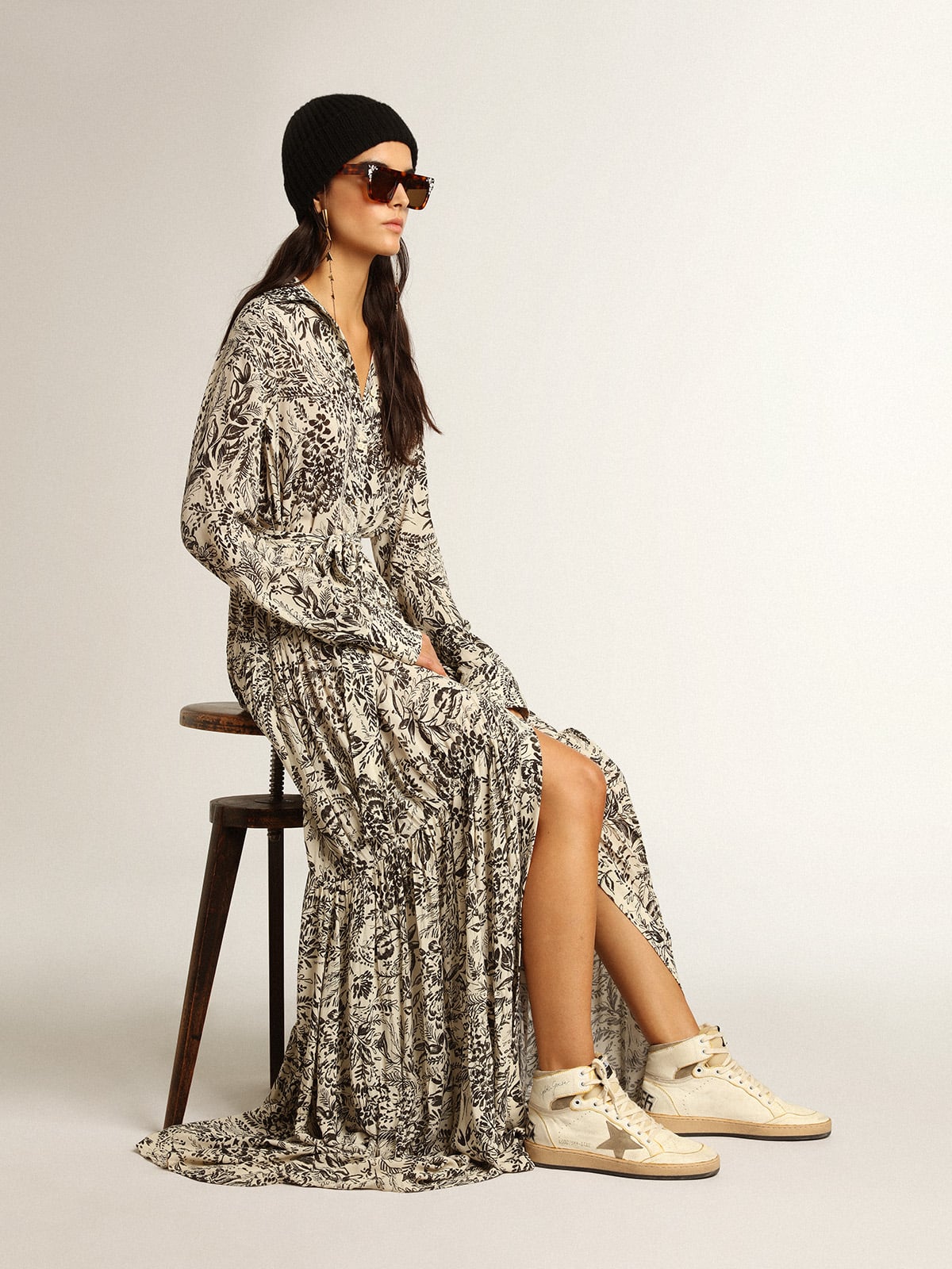 Golden Goose Women’s Sky-Star In White Nappa Leather With Dove-Gray Suede Star - Sneaker Türkiye