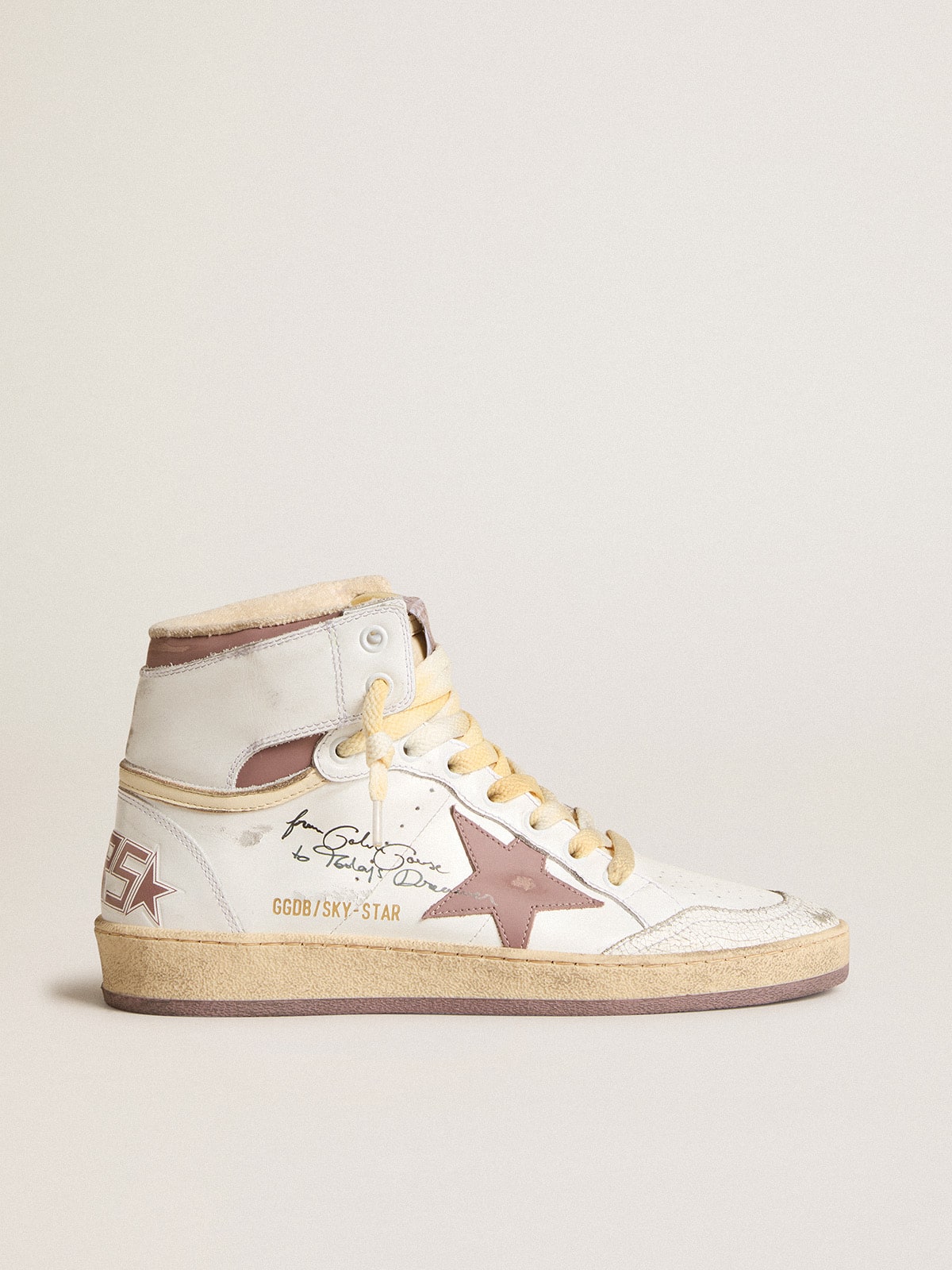Golden Goose Sky-Star In White Leather With Pink Leather Star - Sneaker Türkiye