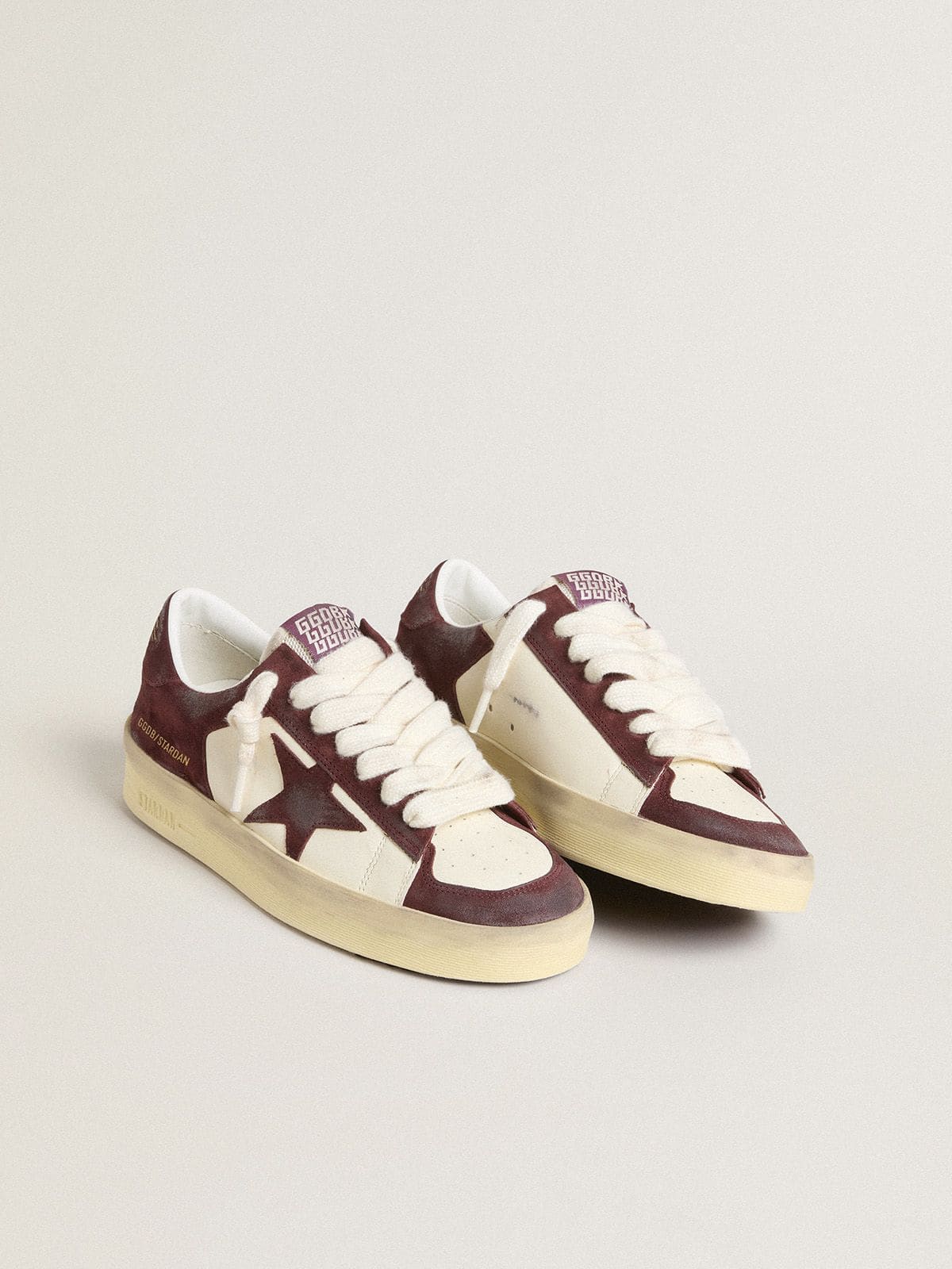 Golden Goose Women’s Stardan In White Nappa With Burgundy Suede Star And Heel Tab - Sneaker Türkiye