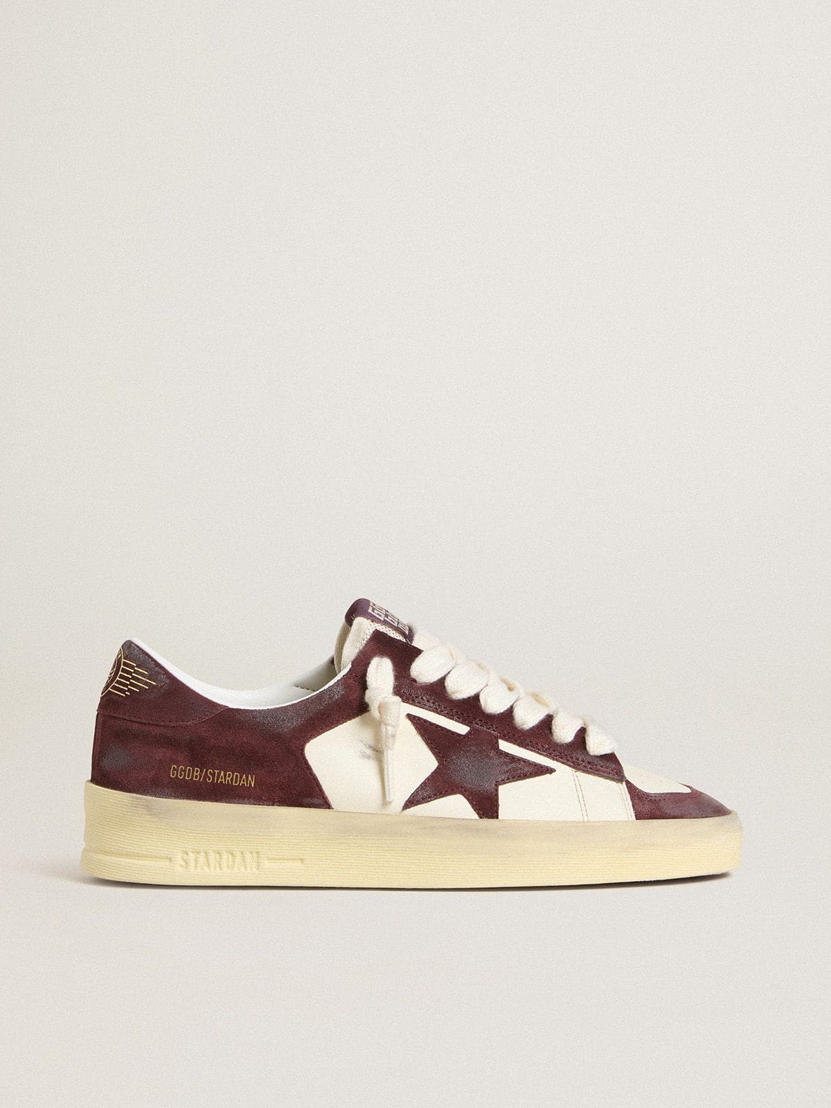 Golden Goose Women’s Stardan In White Nappa With Burgundy Suede Star And Heel Tab - Sneaker Türkiye