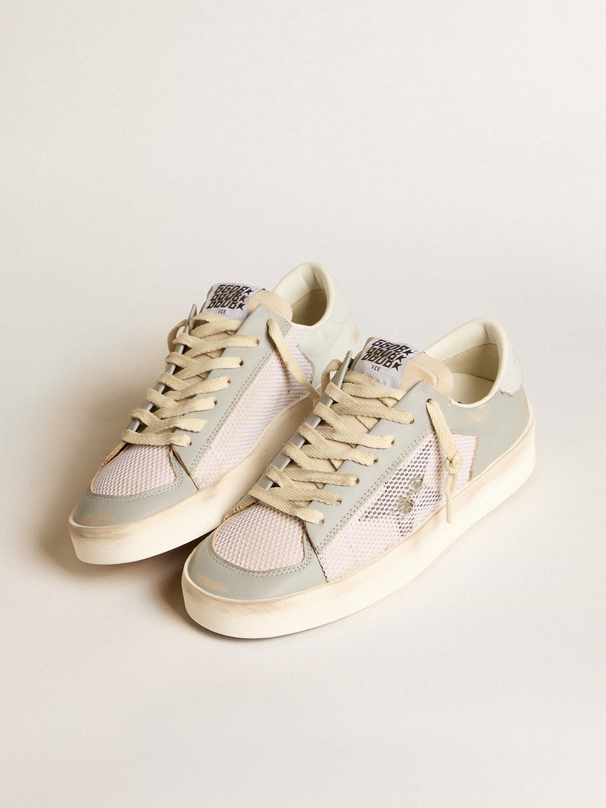Golden Goose Stardan In Gray Nappa Leather And White Mesh With Gray Leather Star - Sneaker Türkiye