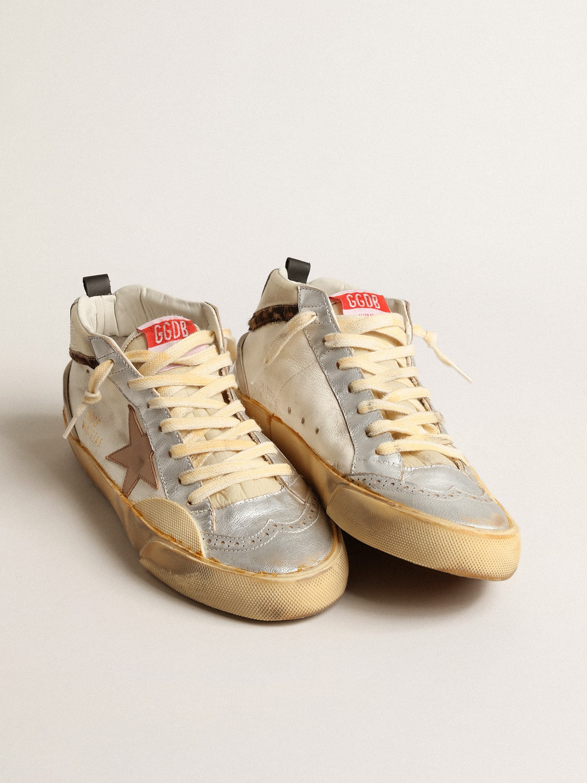 Golden Goose Mid Star LTD With Silver Metallic Leather Inserts And Pink Star - Sneaker Türkiye
