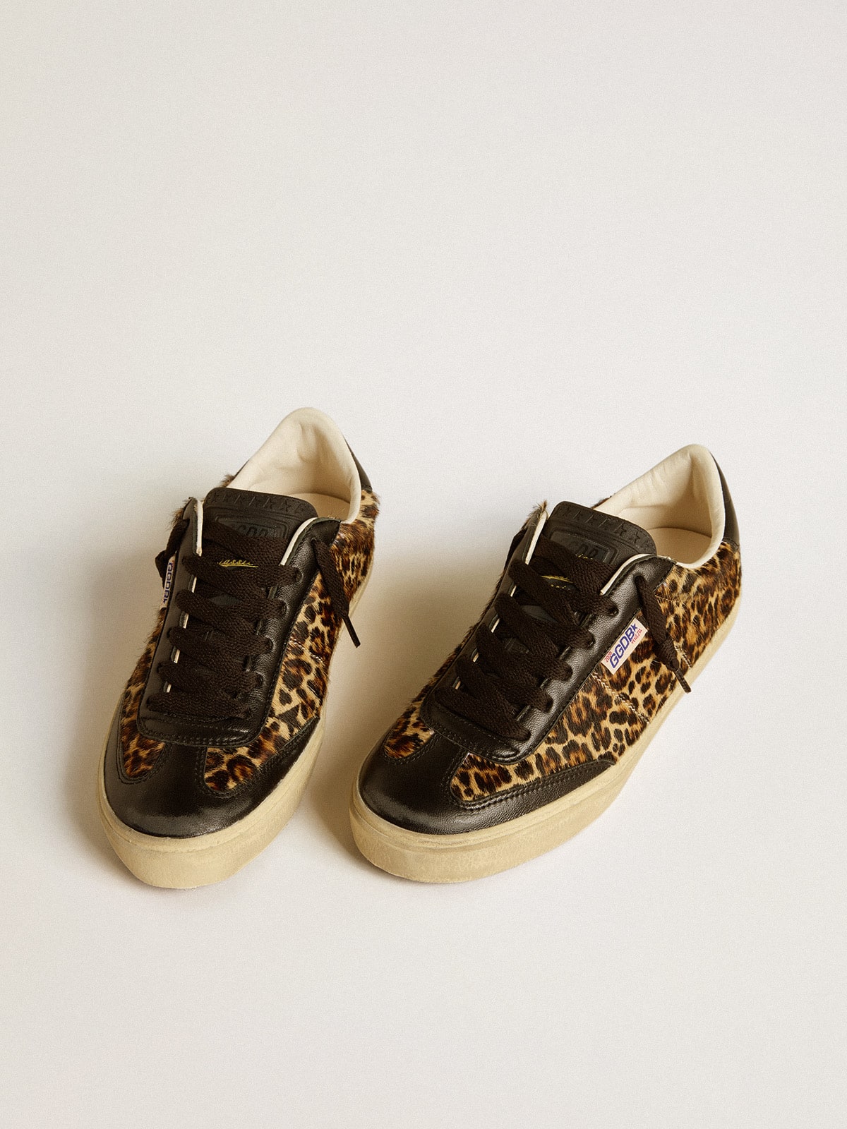 Golden Goose Soul Star In Leopard-Print Pony Skin With Black Nappa Leather Heel Tab And Inserts - Sneaker Türkiye
