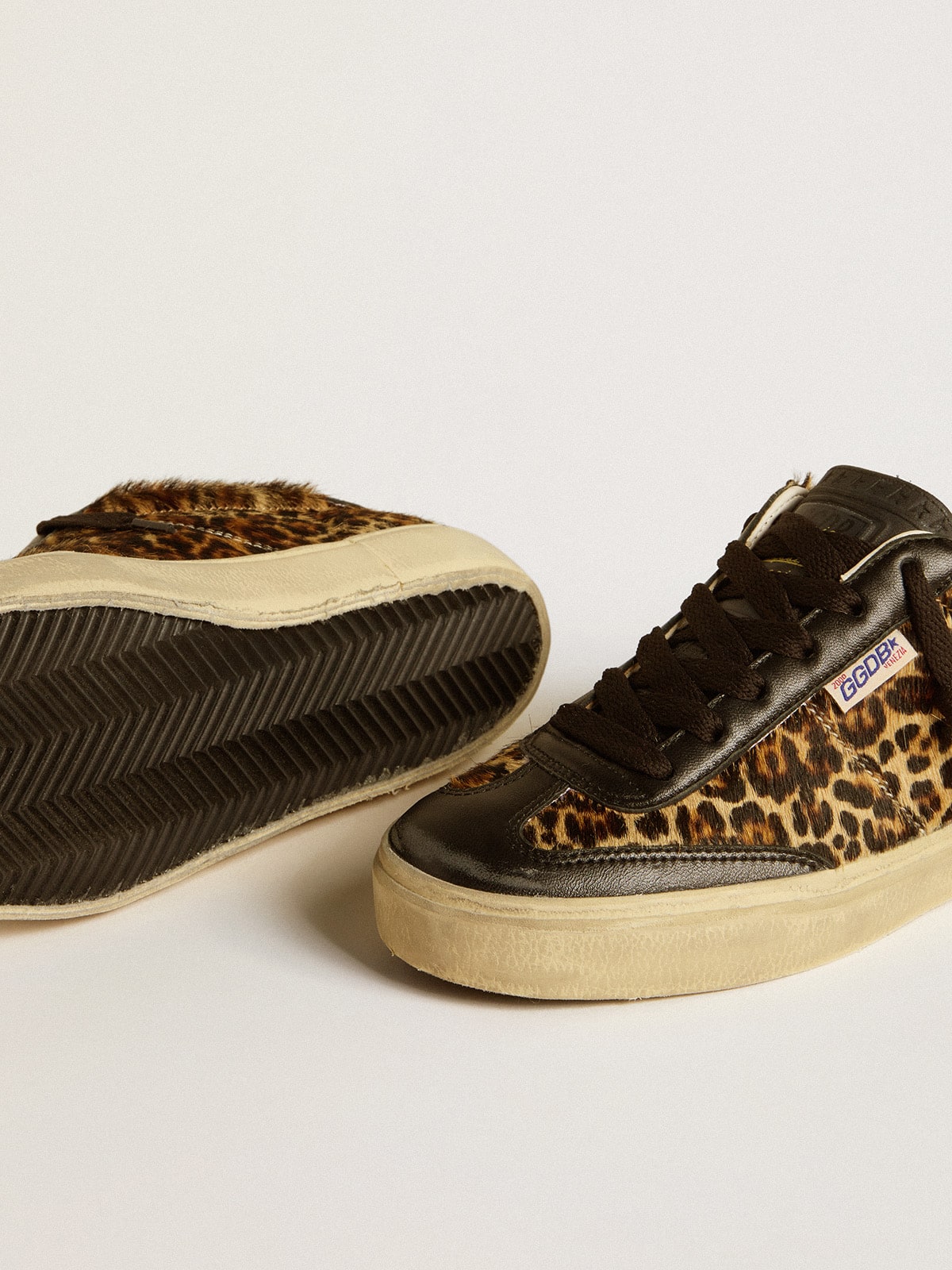 Golden Goose Soul Star In Leopard-Print Pony Skin With Black Nappa Leather Heel Tab And Inserts - Sneaker Türkiye