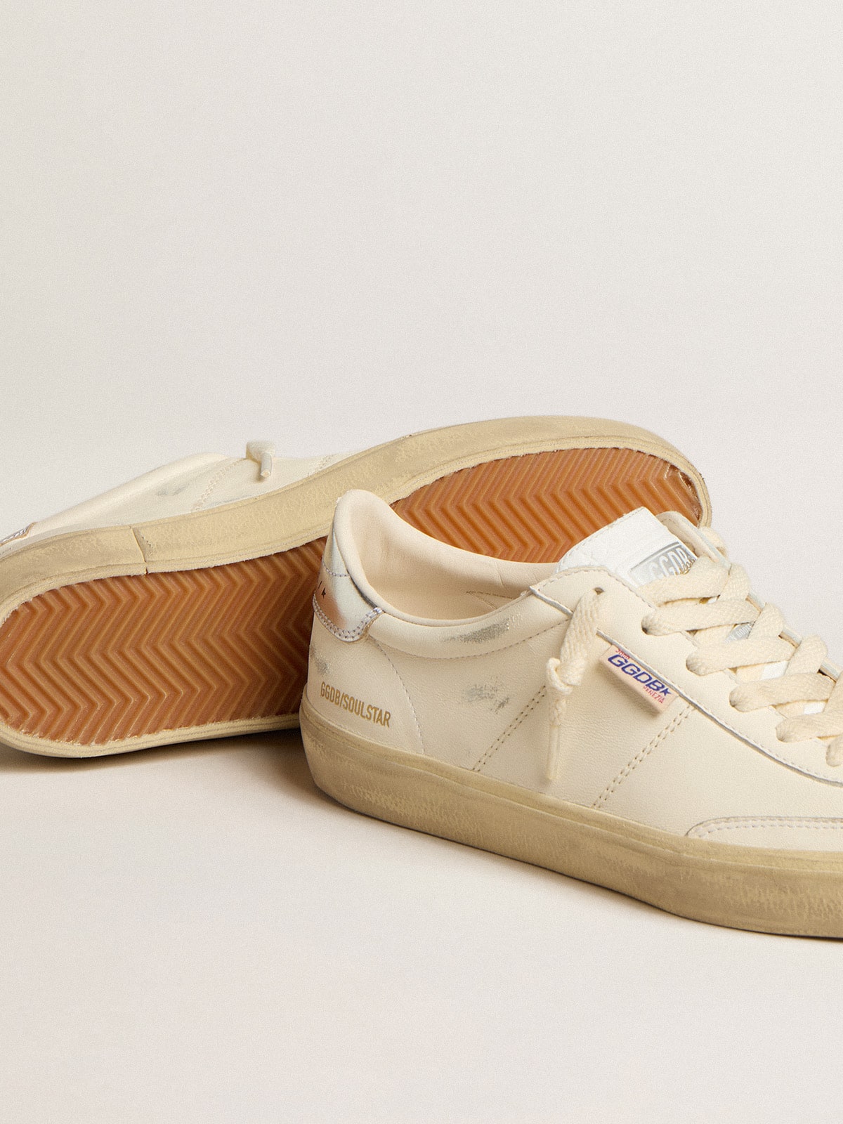 Golden Goose Soul Star In White Nappa With Metallic Silver Leather Heel Tab - Sneaker Türkiye