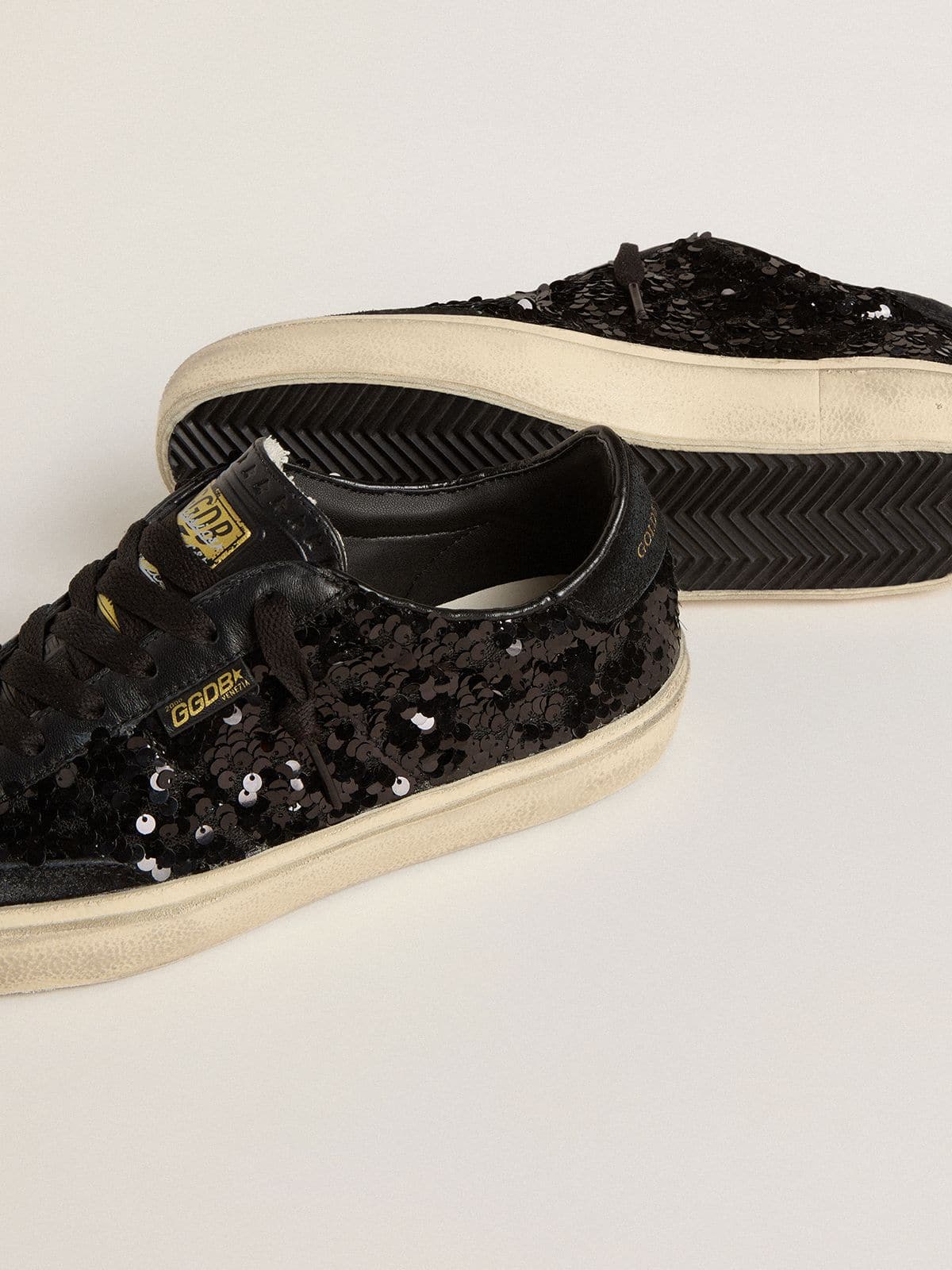 Golden Goose Women’s Soul Star In Black Sequins With Black Suede Heel Tab - Sneaker Türkiye