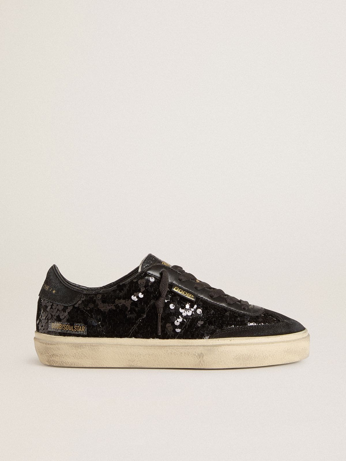 Golden Goose Women’s Soul Star In Black Sequins With Black Suede Heel Tab - Sneaker Türkiye