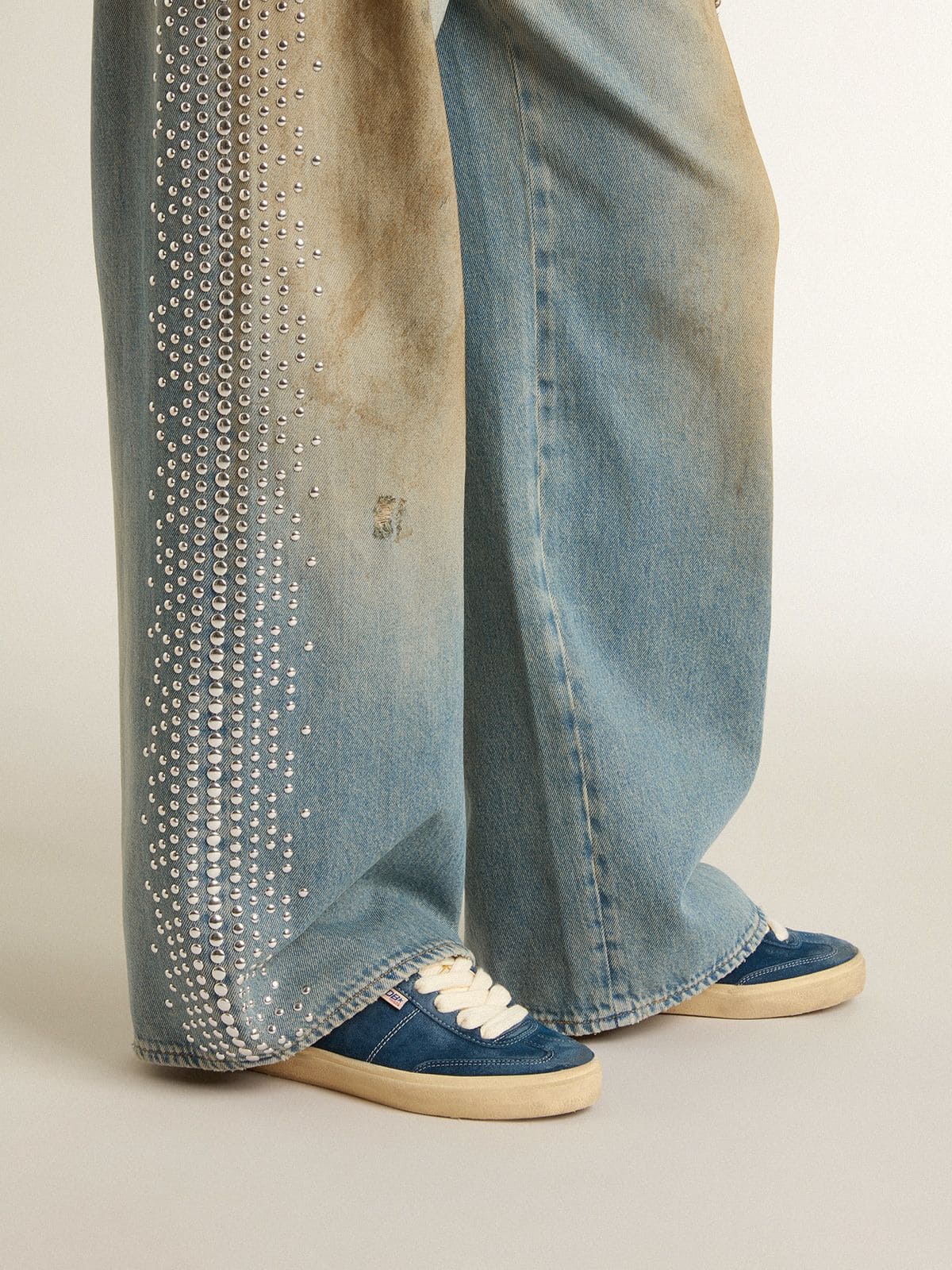 Golden Goose Women’s Soul Star In Blue Suede With White Leather Heel Tab - Sneaker Türkiye