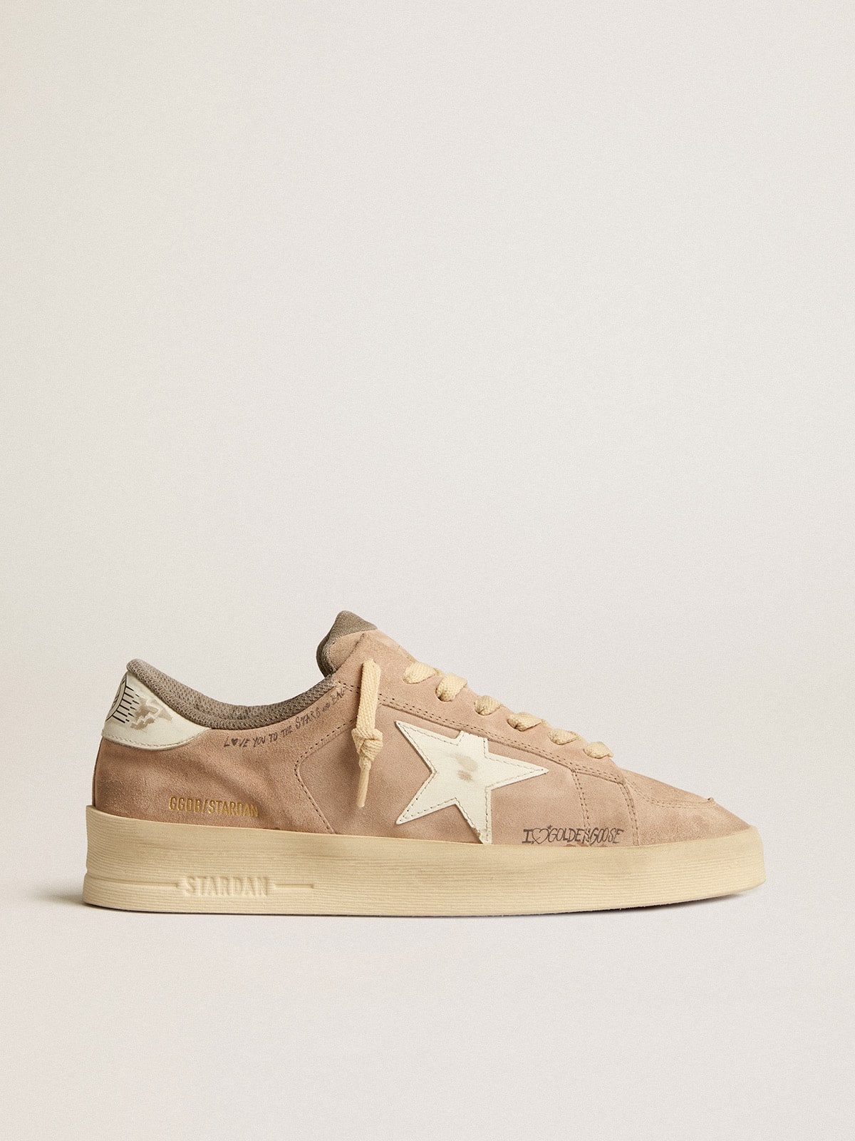 Golden Goose Women’s Stardan In Old Rose Suede With White Leather Star And Heel Tab - Sneaker Türkiye