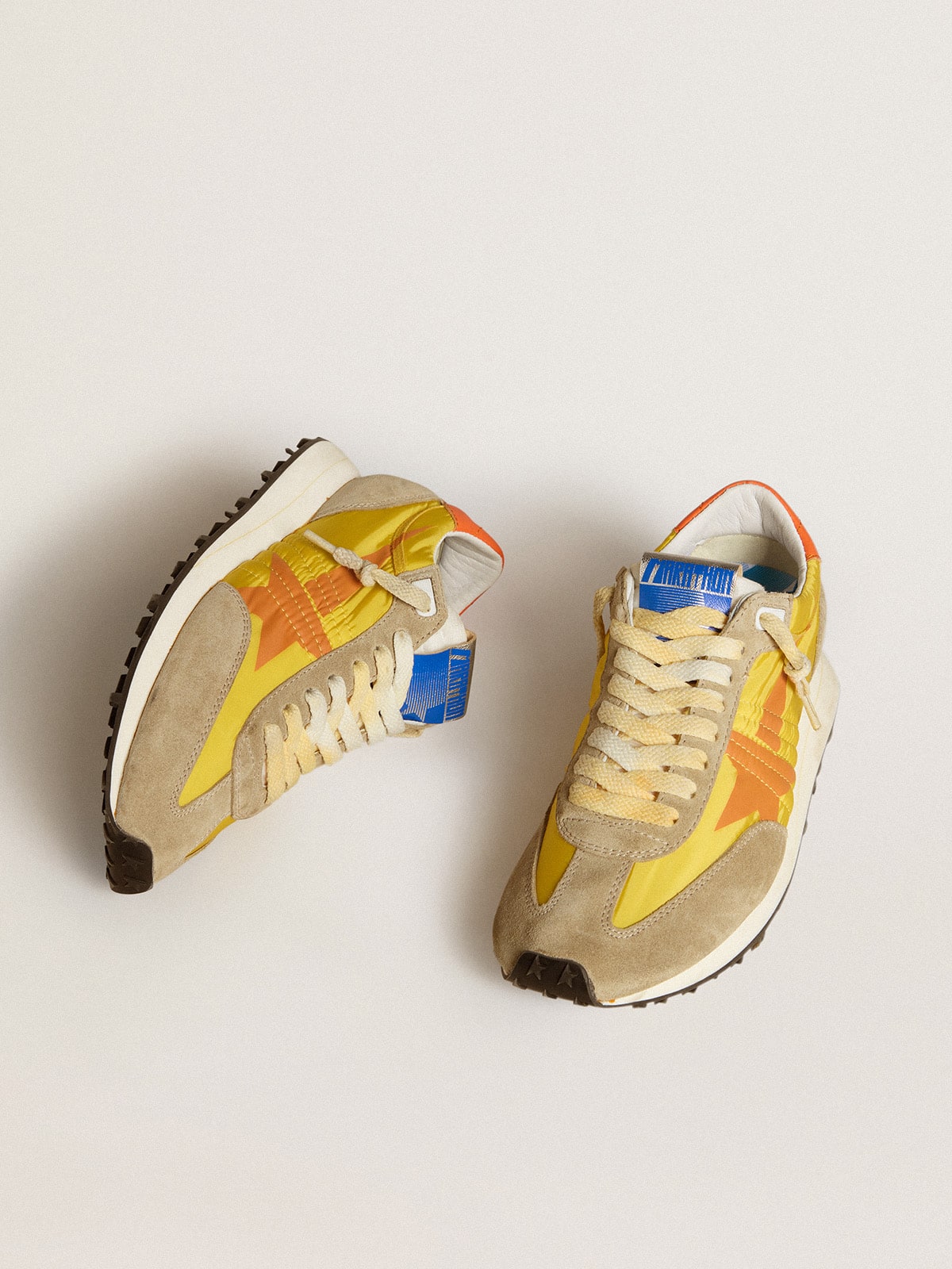 Golden Goose Women’s Marathon With Yellow Nylon Upper And Orange Star - Sneaker Türkiye