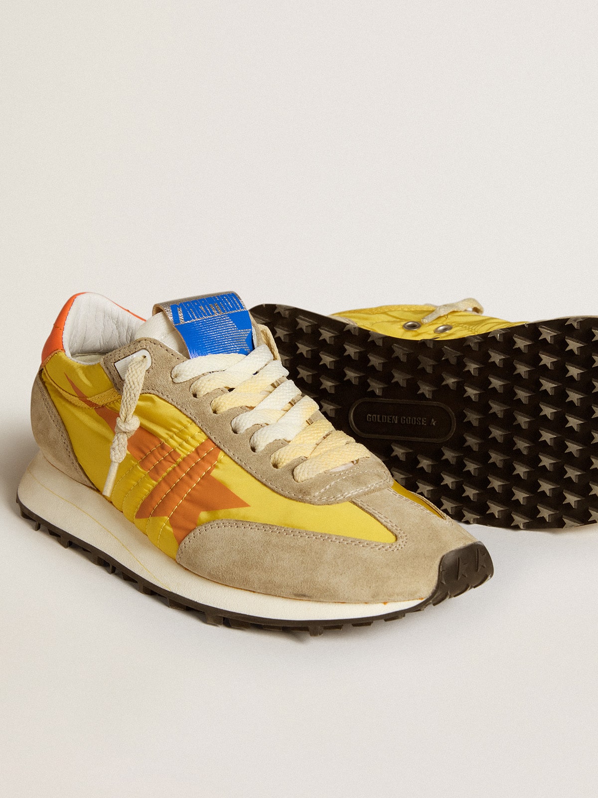 Golden Goose Women’s Marathon With Yellow Nylon Upper And Orange Star - Sneaker Türkiye