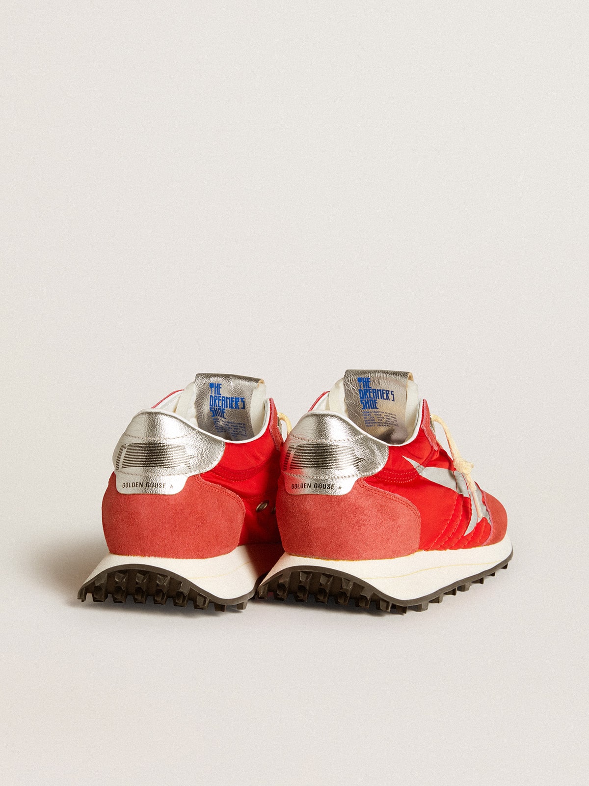 Golden Goose Women’s Marathon With Red Nylon Upper And Silver Star - Sneaker Türkiye