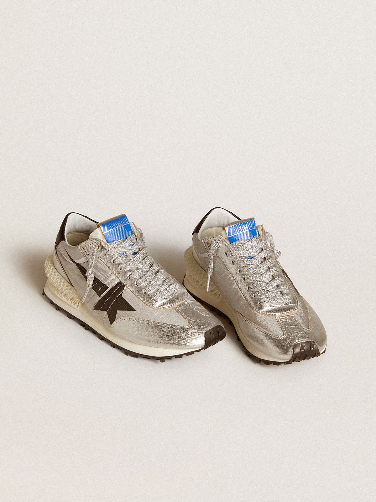Golden Goose Women’s Marathon With Silver Ripstop Nylon Upper And Black Star - Sneaker Türkiye