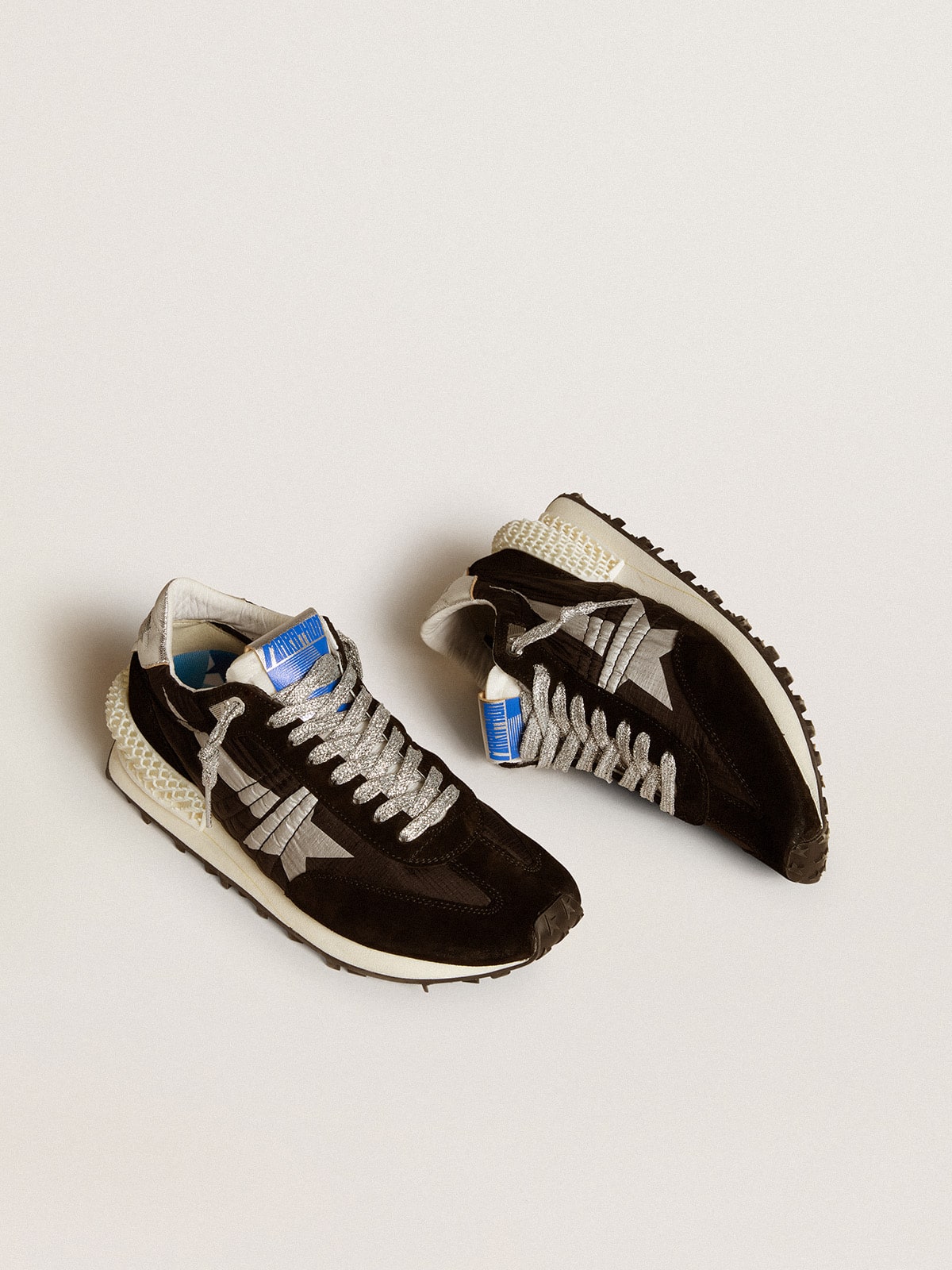 Golden Goose Women’s Marathon With Black Ripstop Nylon Upper And Silver Star - Sneaker Türkiye