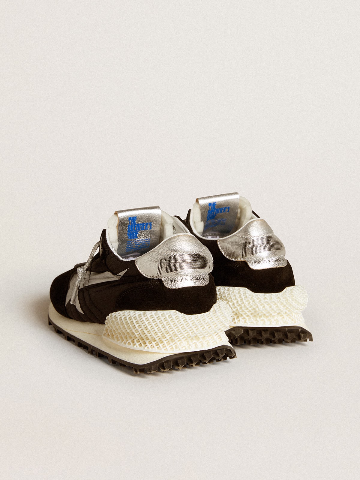 Golden Goose Women’s Marathon With Black Ripstop Nylon Upper And Silver Star - Sneaker Türkiye