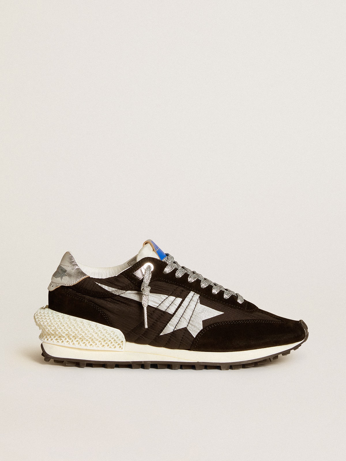 Golden Goose Women’s Marathon With Black Ripstop Nylon Upper And Silver Star - Sneaker Türkiye