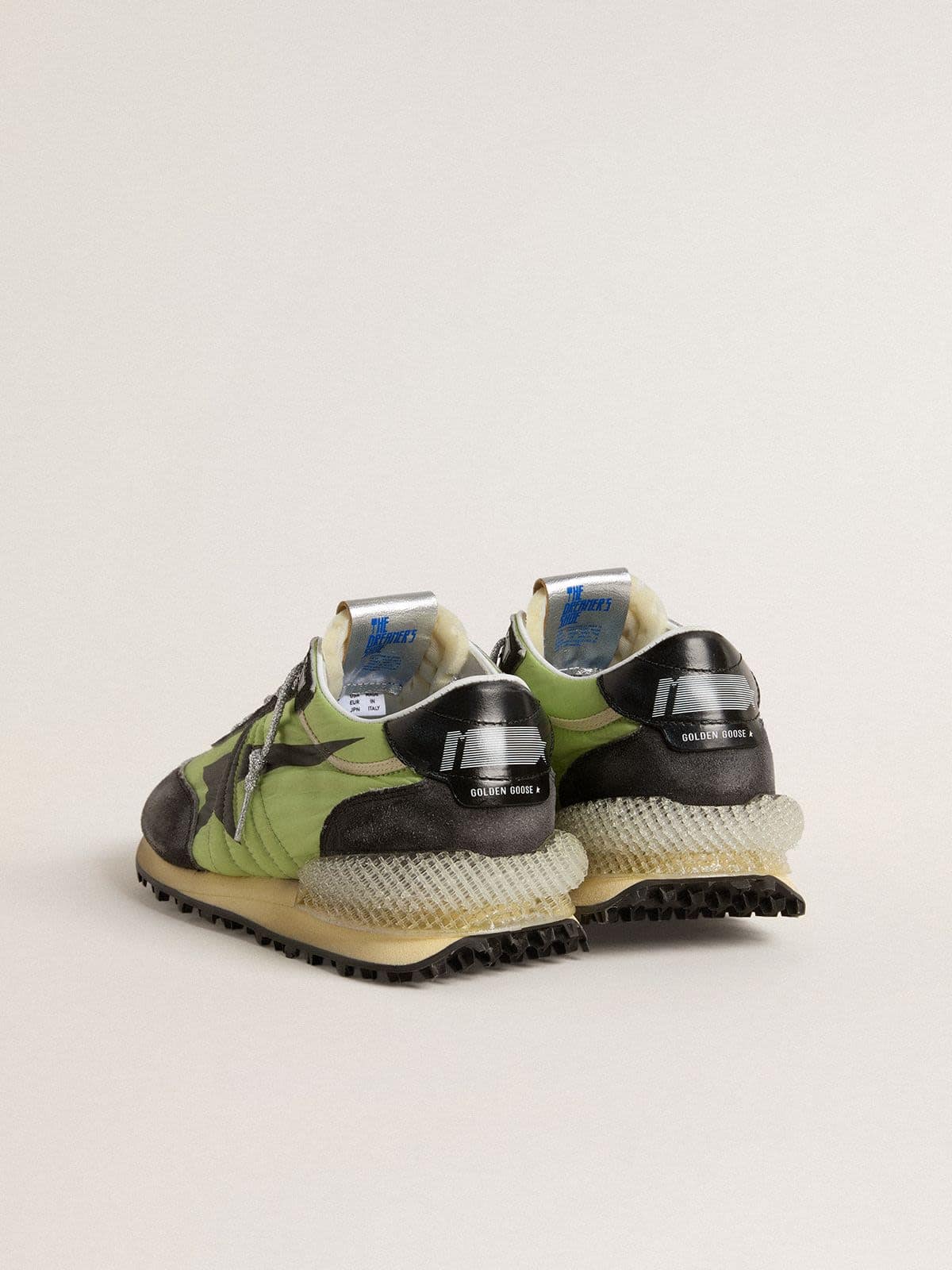 Golden Goose Women’s Marathon With Green Nylon Upper And Black Star - Sneaker Türkiye