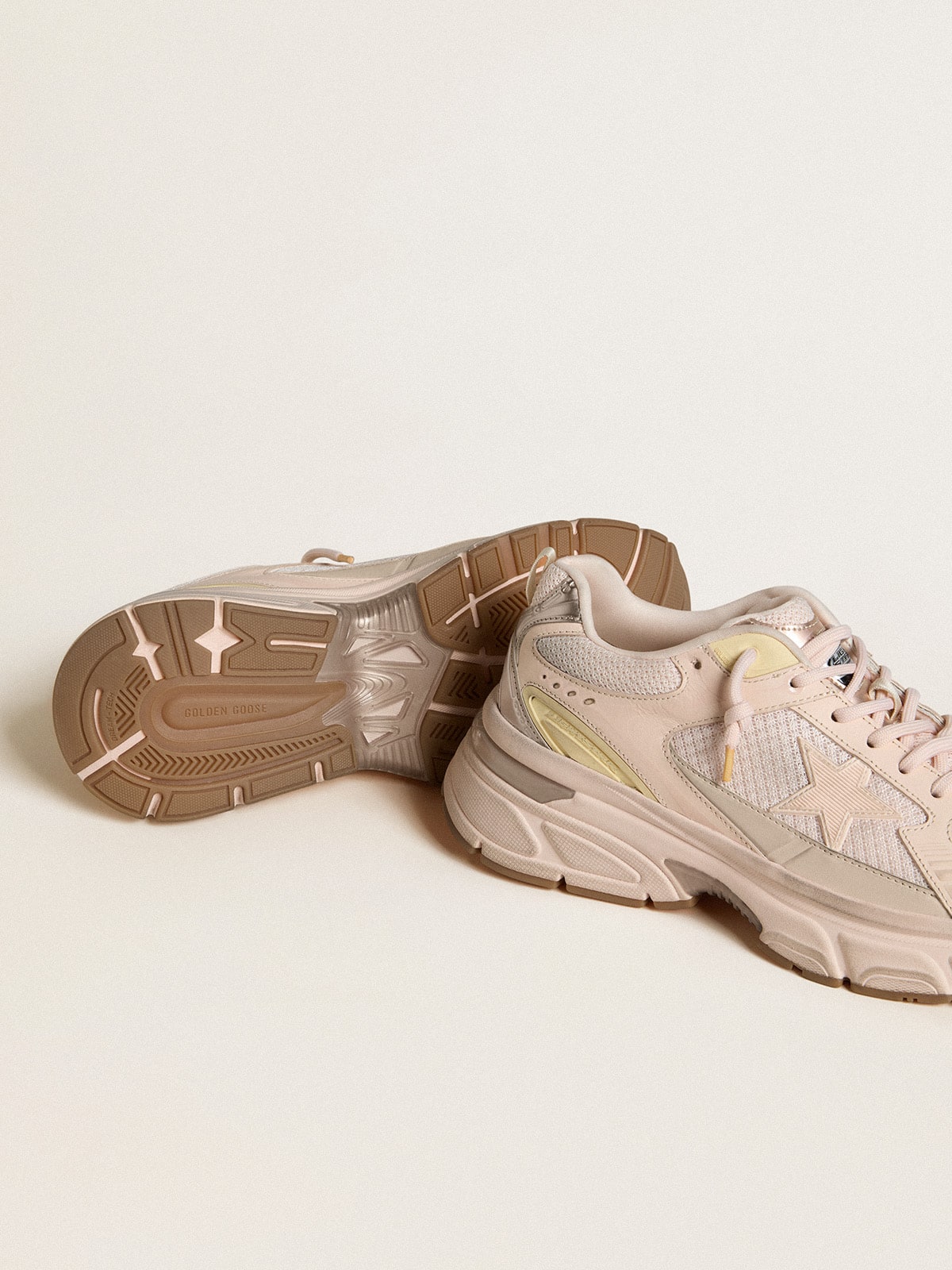 Golden Goose Women’s Lightstar With Pink Leather And Mesh Upper And Pink Star - Sneaker Türkiye