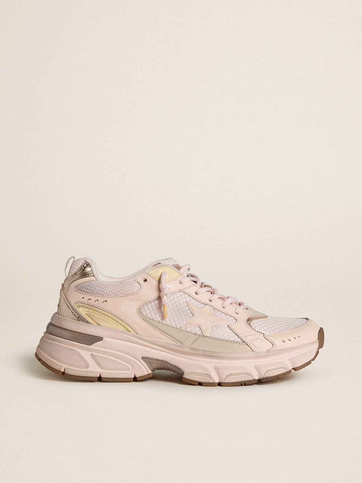 Golden Goose Women’s Lightstar With Pink Leather And Mesh Upper And Pink Star - Sneaker Türkiye