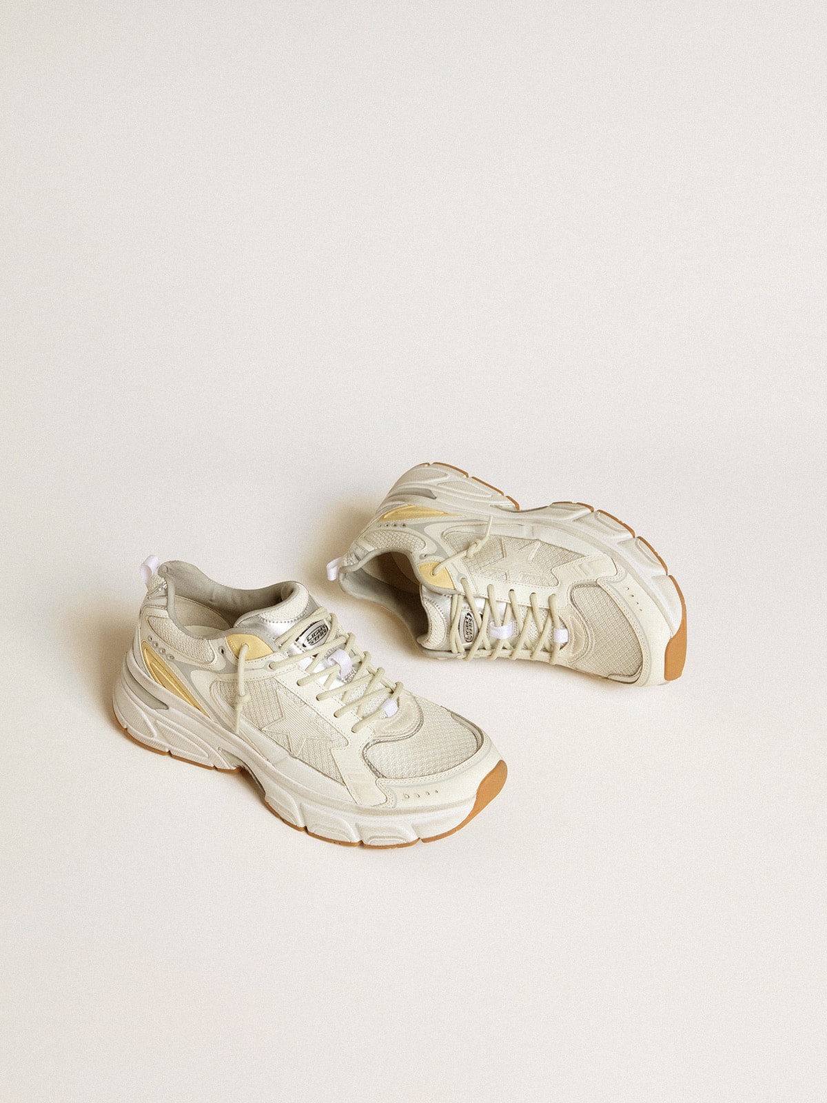 Golden Goose Women’s Lightstar In White Leather And Mesh With Worn-White Star - Sneaker Türkiye