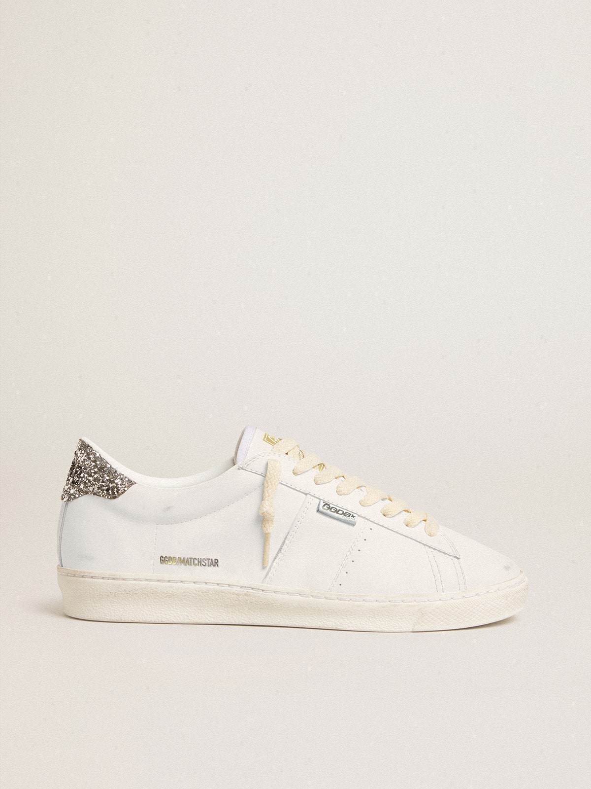 Golden Goose Matchstar In White Leather With Silver Glitter Heel Tab - Sneaker Türkiye