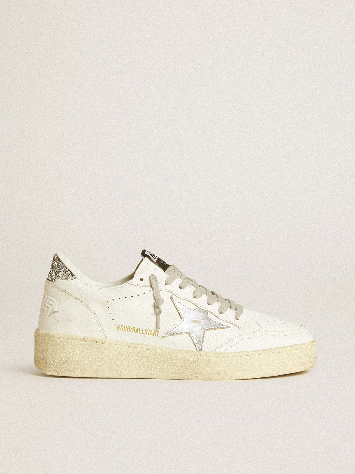 Golden Goose Women’s Ball Star With Silver Leather Star And Silver Glitter Heel Tab - Sneaker Türkiye