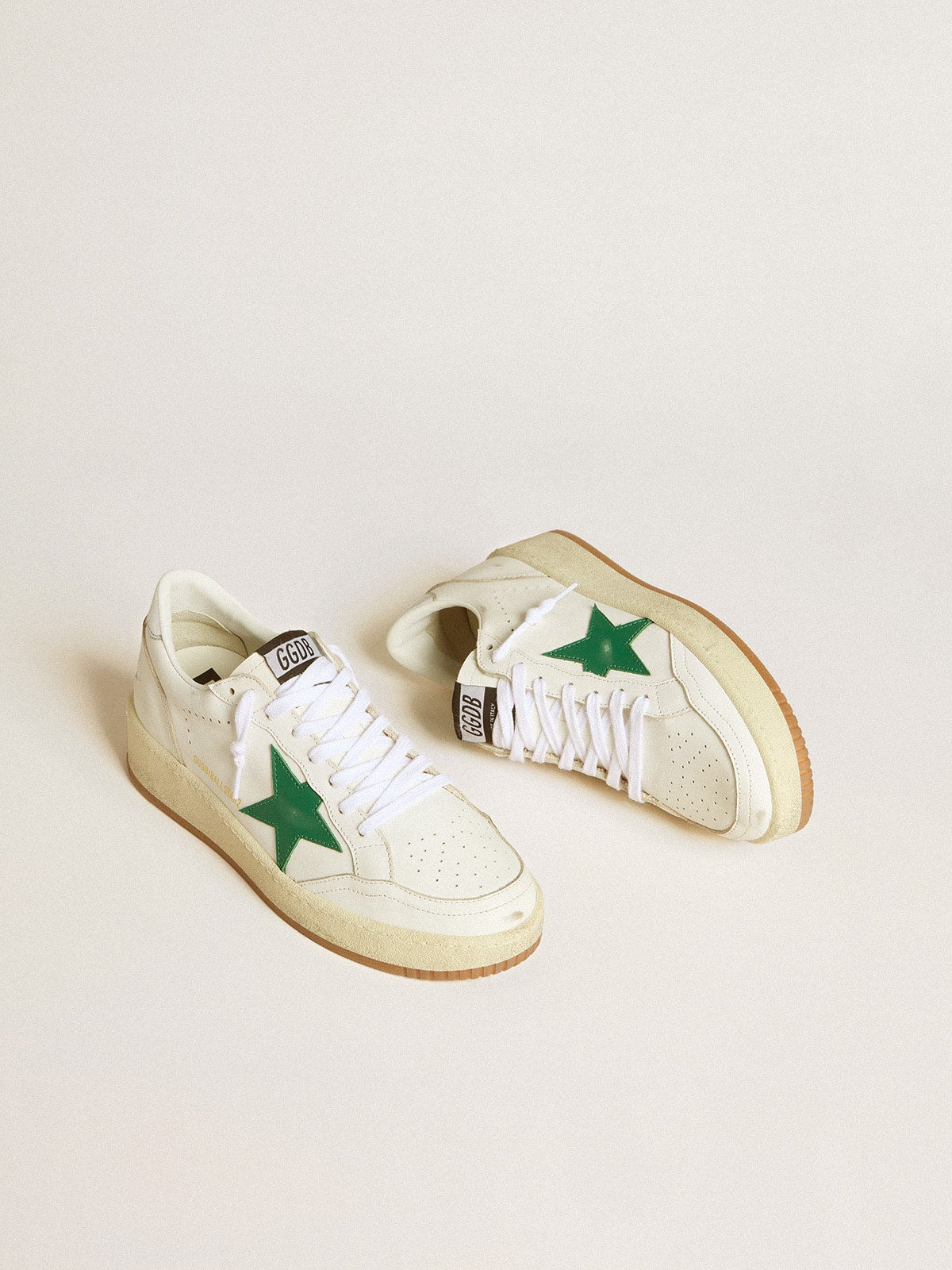 Golden Goose Women’s Ball Star With Green Leather Star And Metallic Leather Heel Tab - Sneaker Türkiye