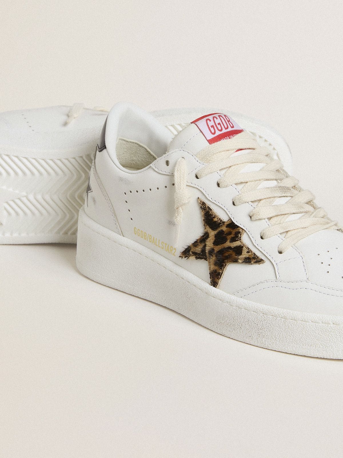 Golden Goose Ball Star With Leopard Pony Skin Star And Black Laminated Leather Heel Tab - Sneaker Türkiye