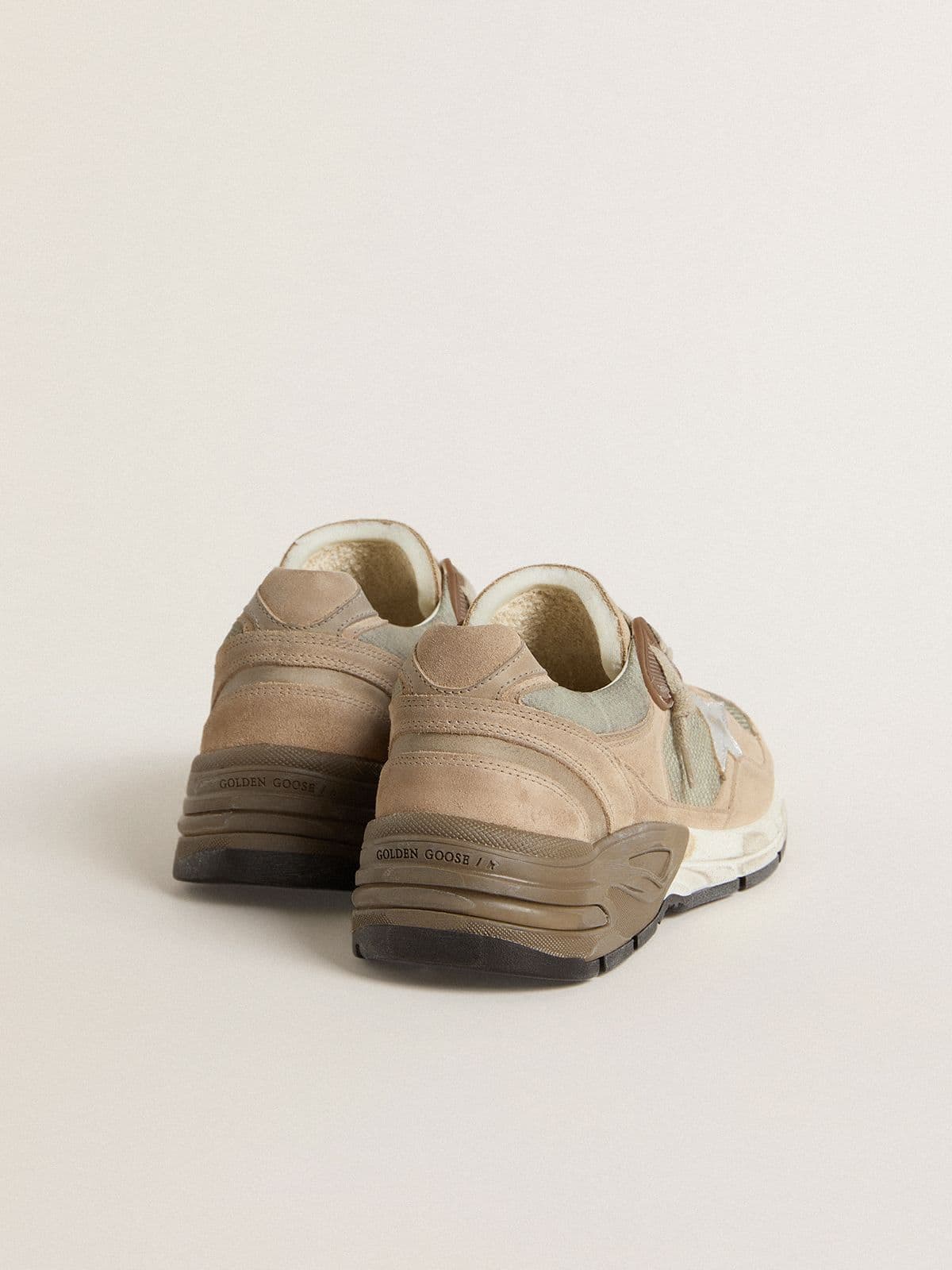 Golden Goose Women’s Dad-Star In Beige Mesh And Suede With Silver Leather Star - Sneaker Türkiye