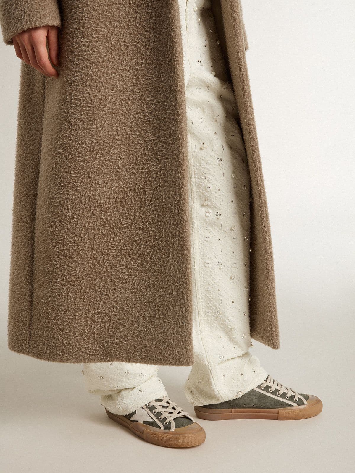 Golden Goose Women’s Super-Star LTD In Green Canvas With White Leather Star - Sneaker Türkiye