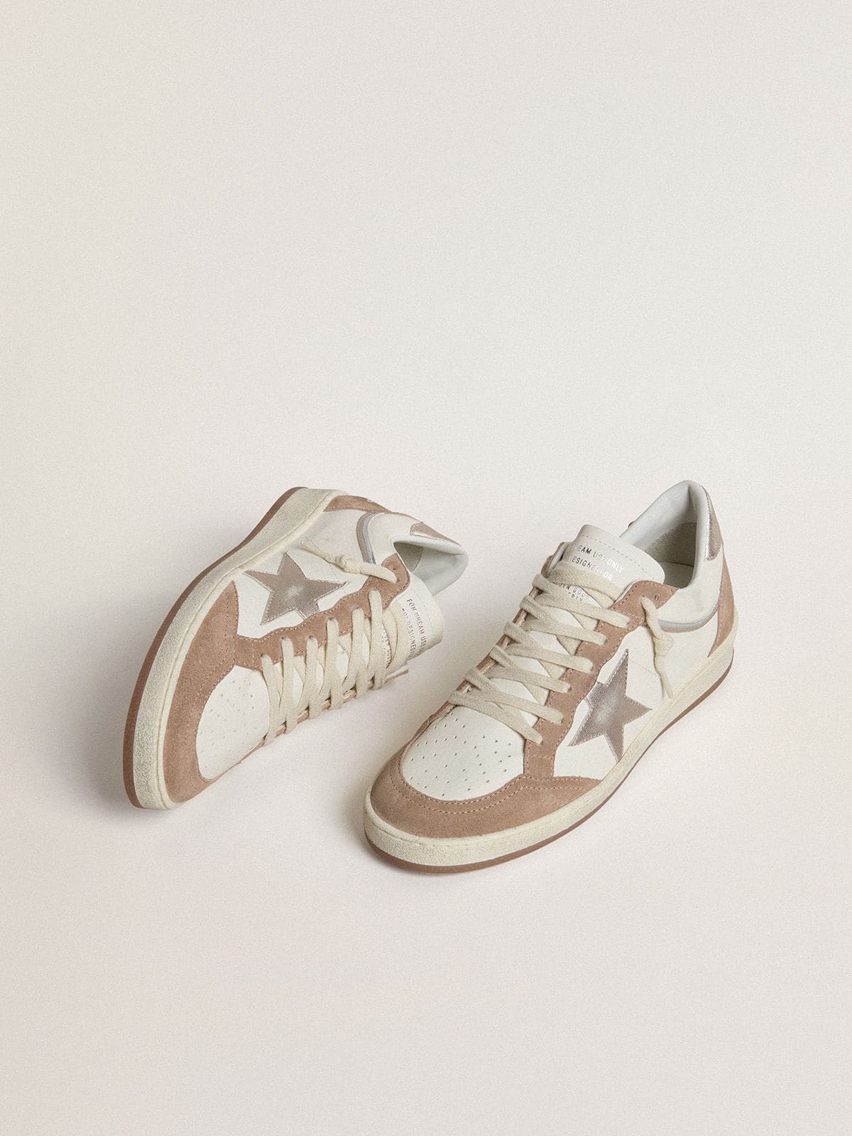Golden Goose Ball Star LTD In White Nappa Leather And Old Rose Suede With Metallic Silver Leather Star And Heel Tab - Sneaker Türkiye