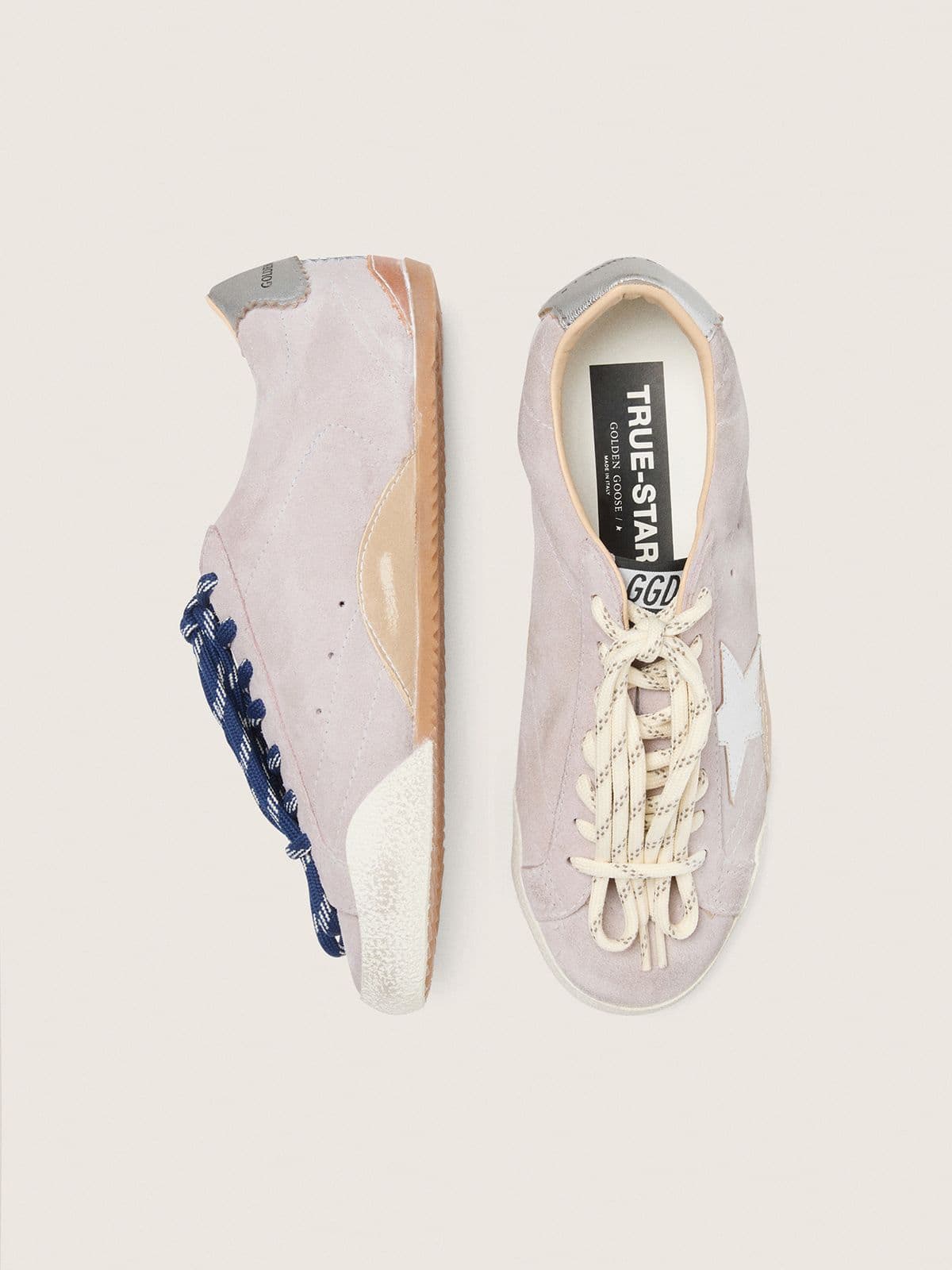 Golden Goose Women’s True-Star In Pastel Pink Suede With Silver Star And Heel Tab - Sneaker Türkiye