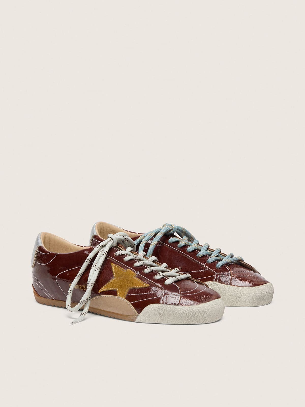 Golden Goose Women’s True-Star In Burgundy Naplak With Suede Star And Silver Nappa Heel Tab - Sneaker Türkiye