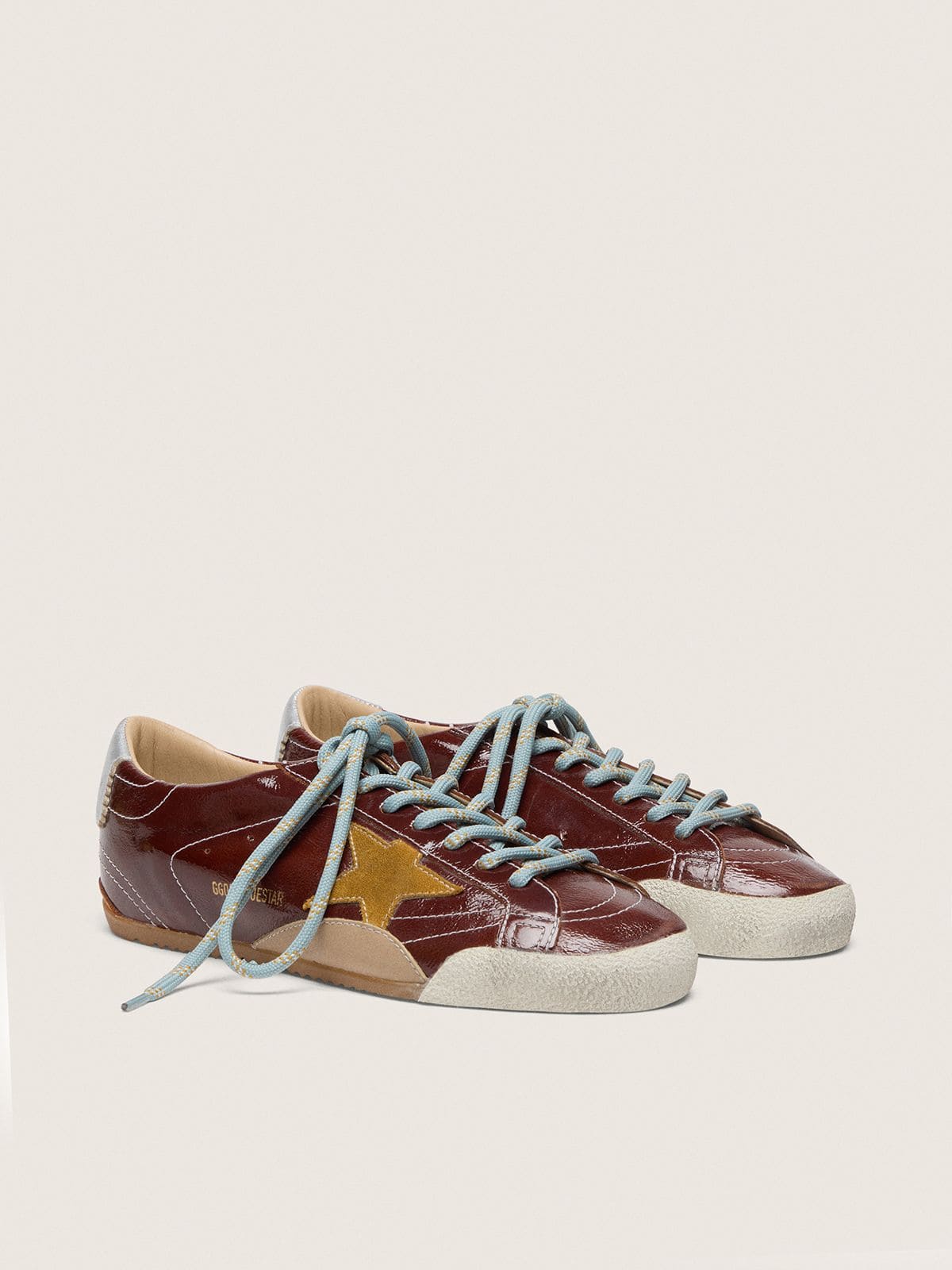 Golden Goose Women’s True-Star In Burgundy Naplak With Suede Star And Silver Nappa Heel Tab - Sneaker Türkiye