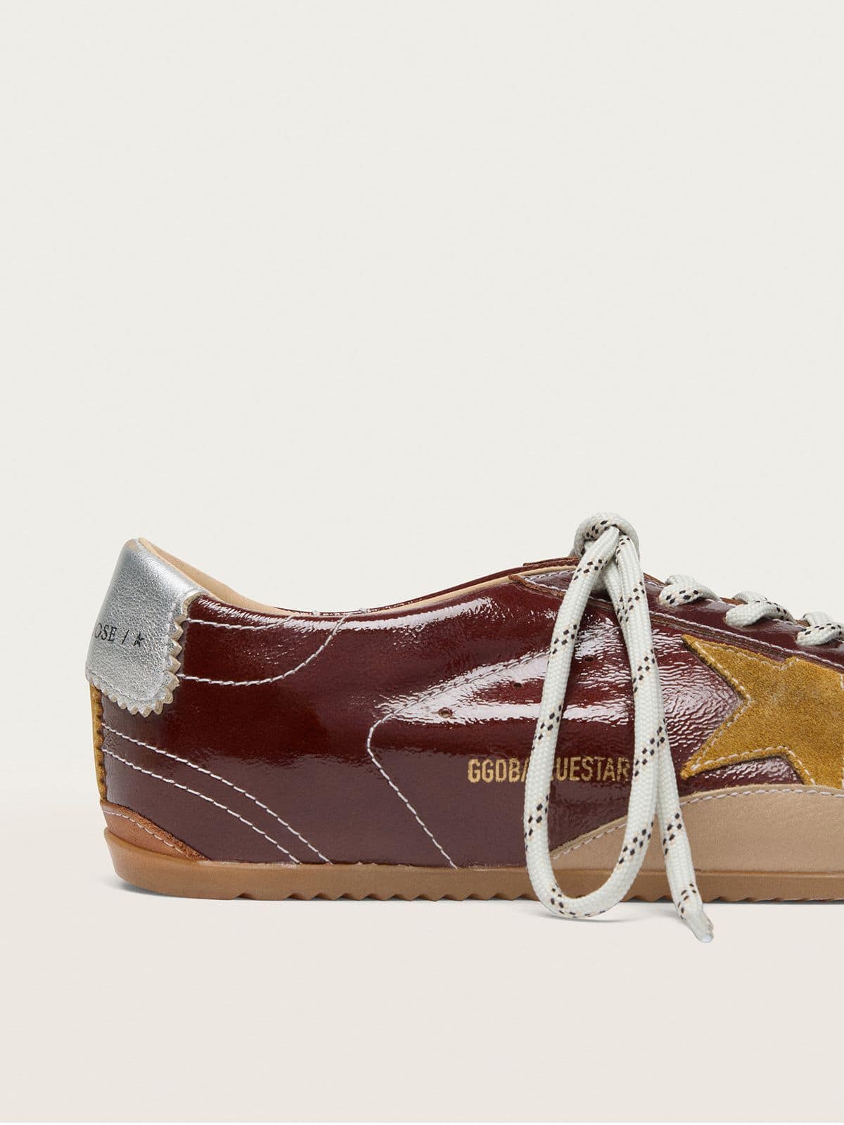 Golden Goose Women’s True-Star In Burgundy Naplak With Suede Star And Silver Nappa Heel Tab - Sneaker Türkiye