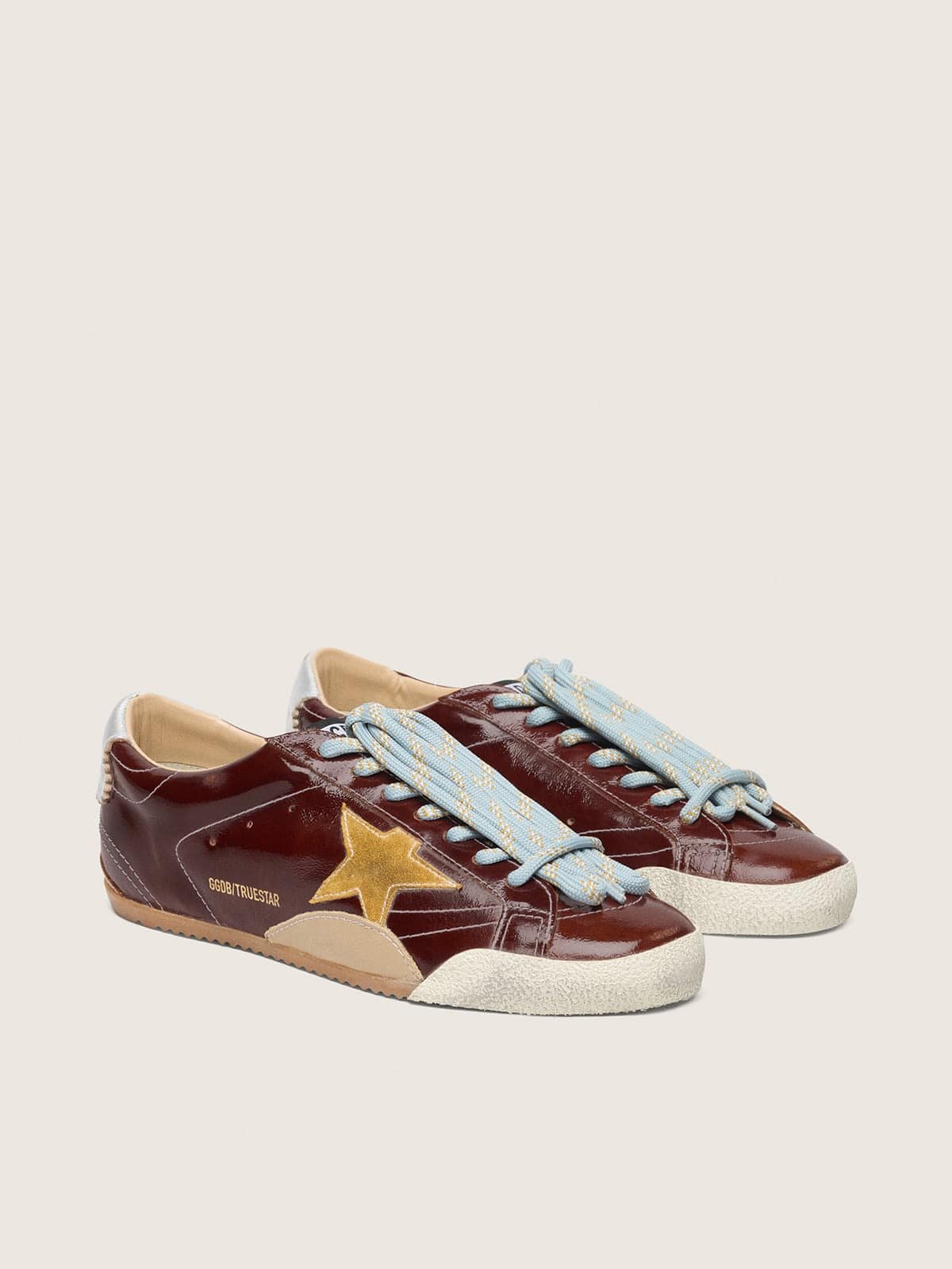 Golden Goose Women’s True-Star In Burgundy Naplak With Suede Star And Silver Nappa Heel Tab - Sneaker Türkiye