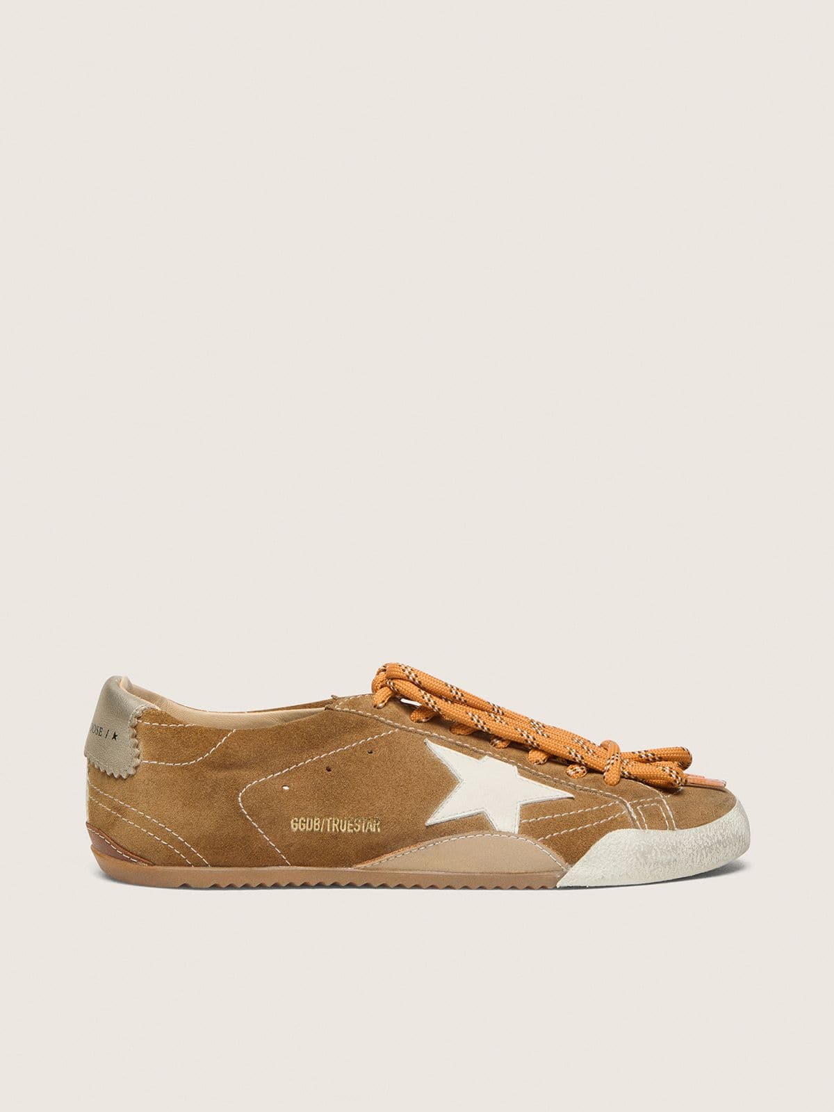 Golden Goose Women’s True-Star In Tobacco-Colored Suede With White Star And Platinum Heel Tab - Sneaker Türkiye